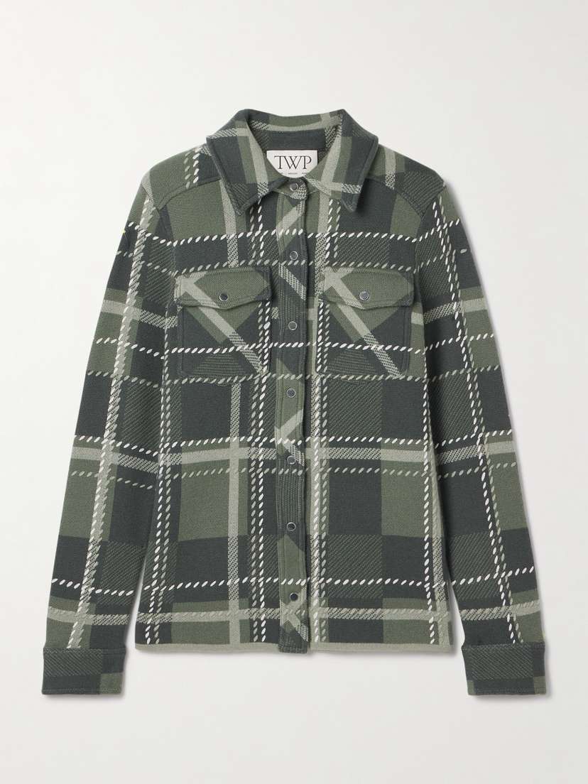 TWP Ranchers Embroidered Checked Cashmere Shirt