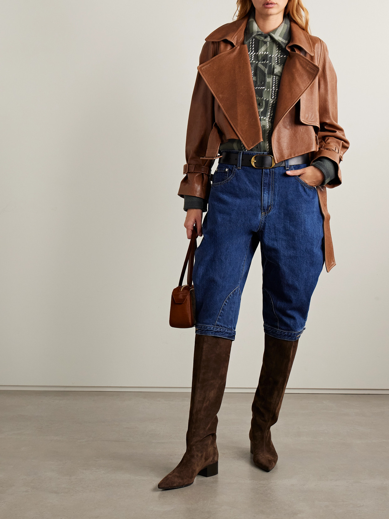 Twp Ranchers Embroidered Checked Cashmere Shirt In Green