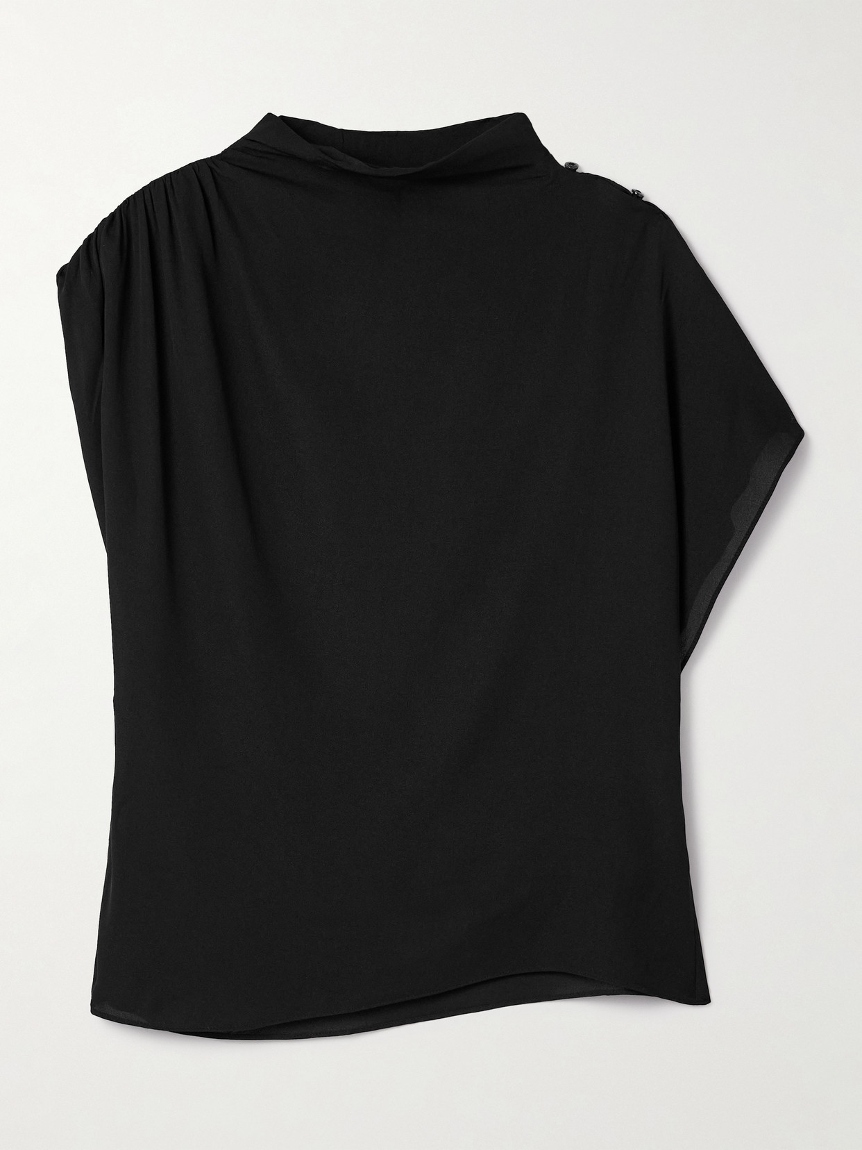 Twp Wish You Would Draped Stretch-silk Georgette Top In Black