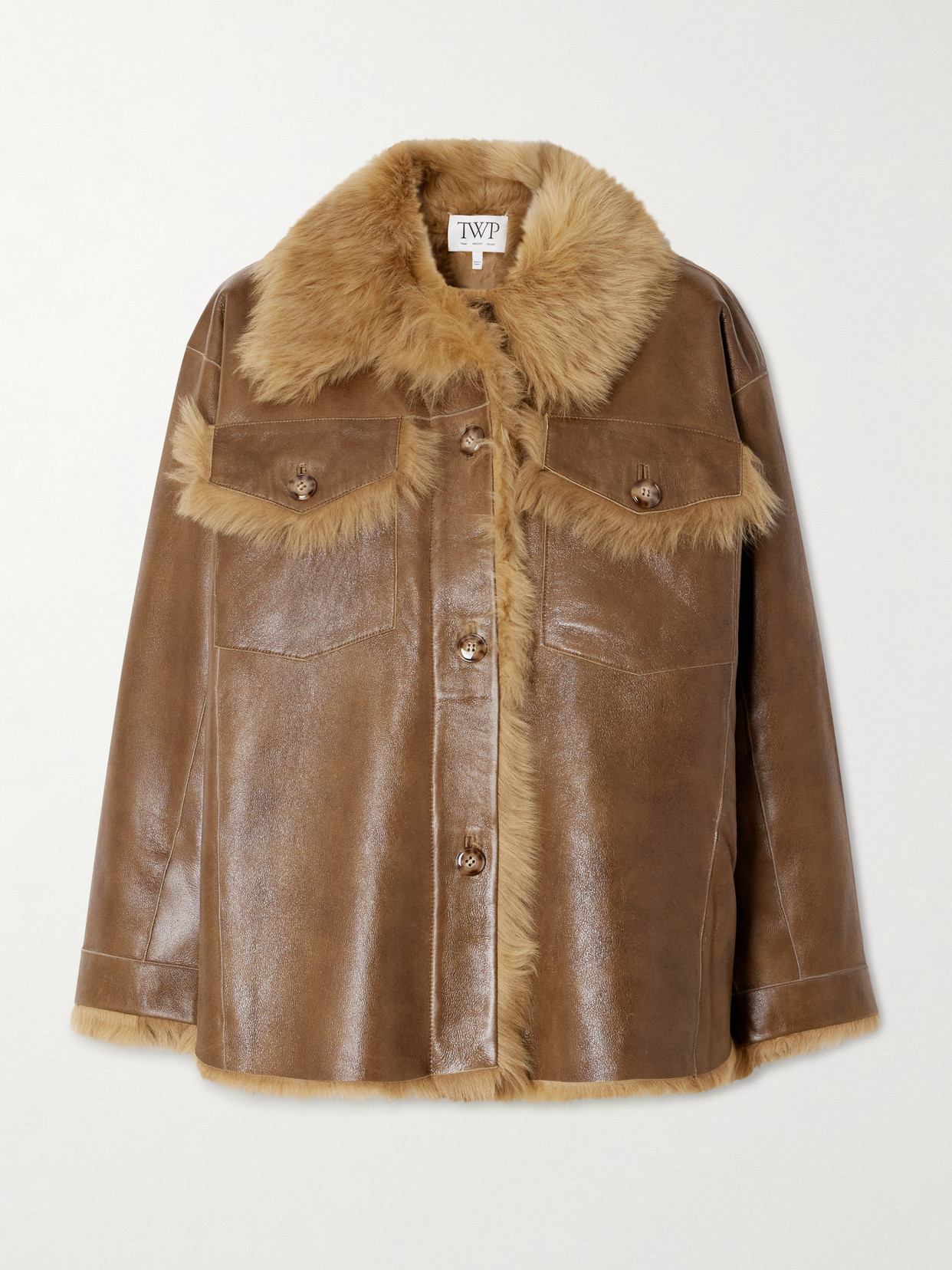 Twp Aspen Reversible Shearling Jacket In Brown