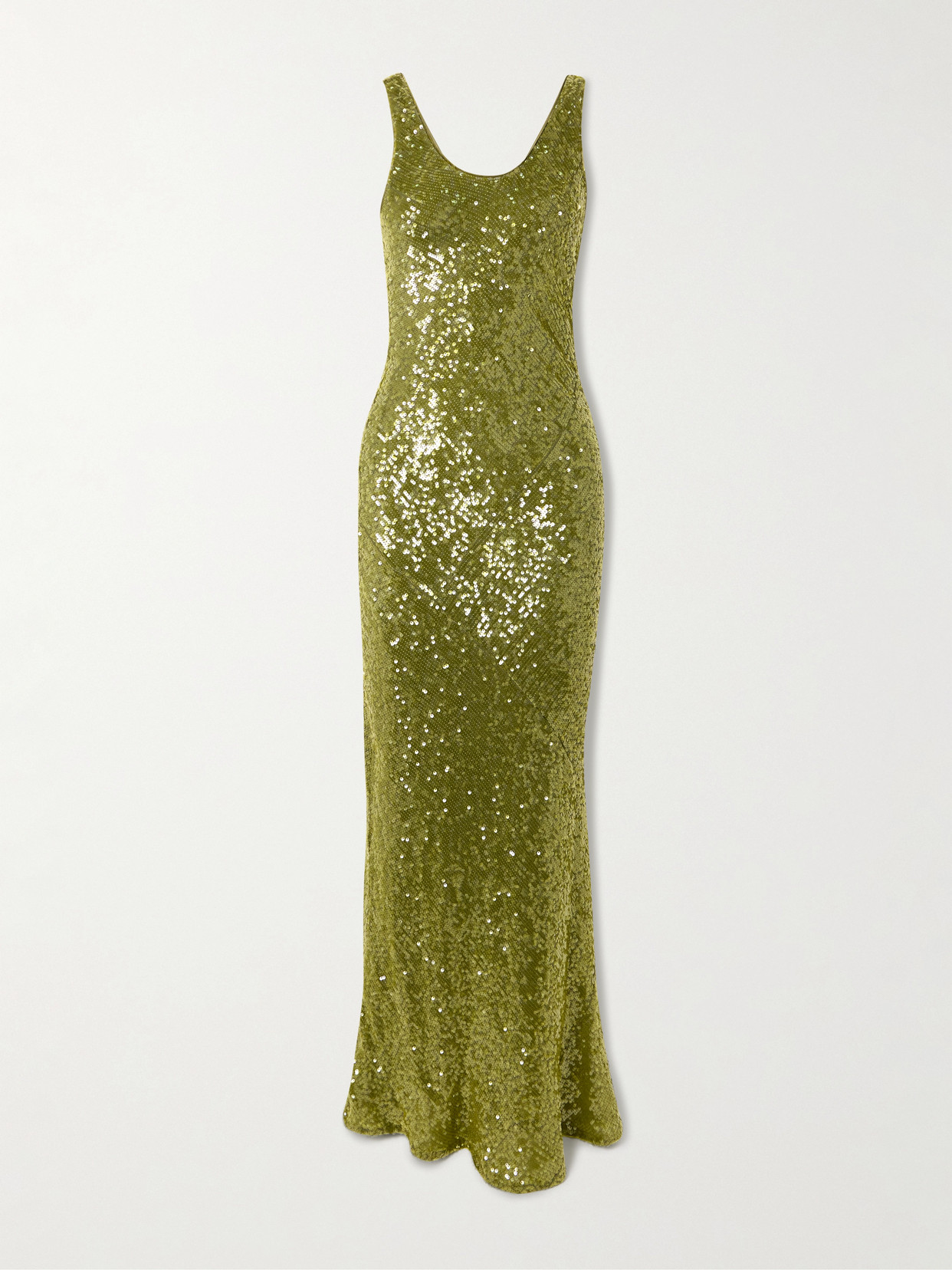 Galvan Moonlight Valletta Sequined Crepe De Chine Gown In Green