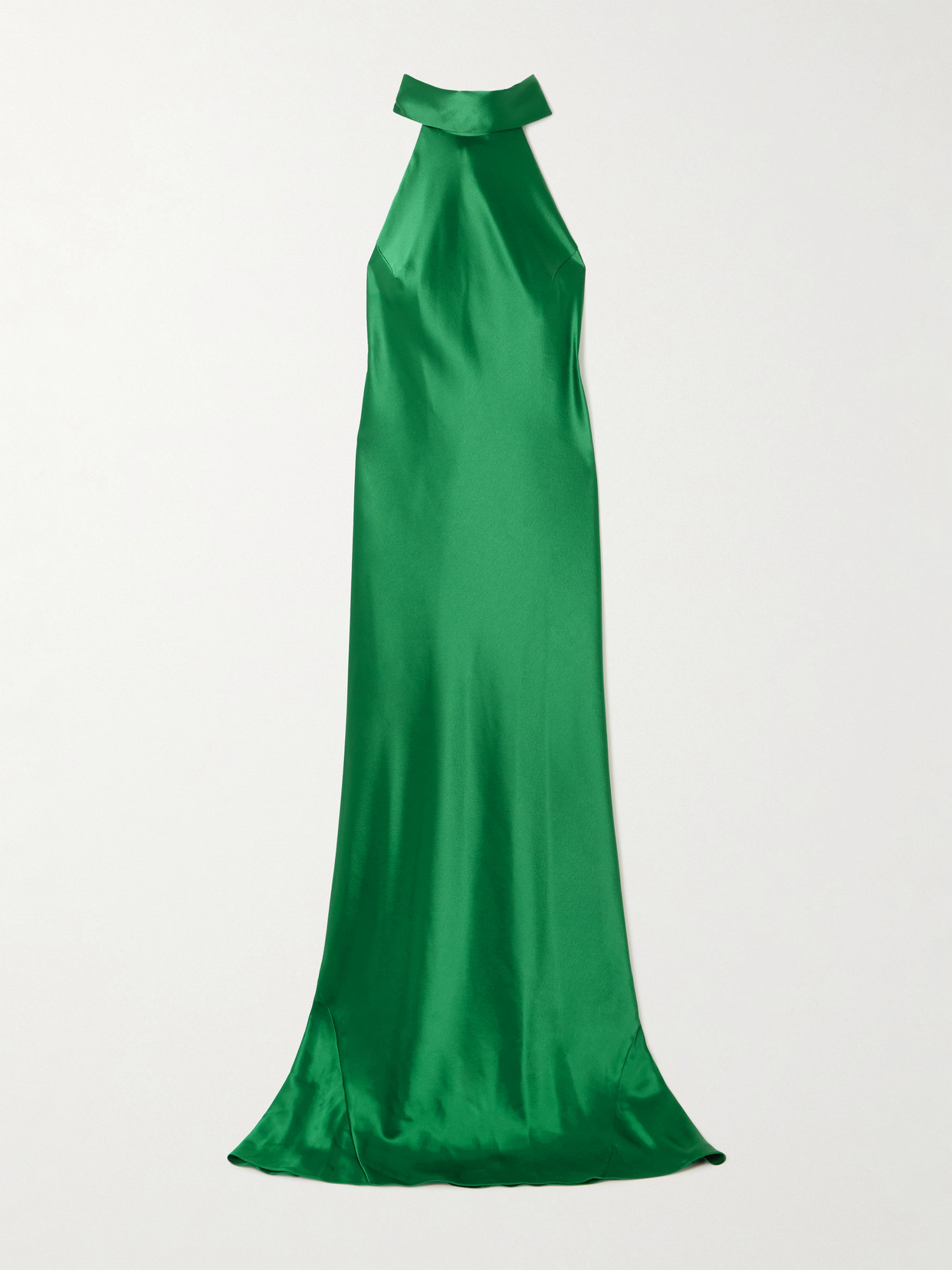 Galvan Sienna Satin Halterneck Gown In Green