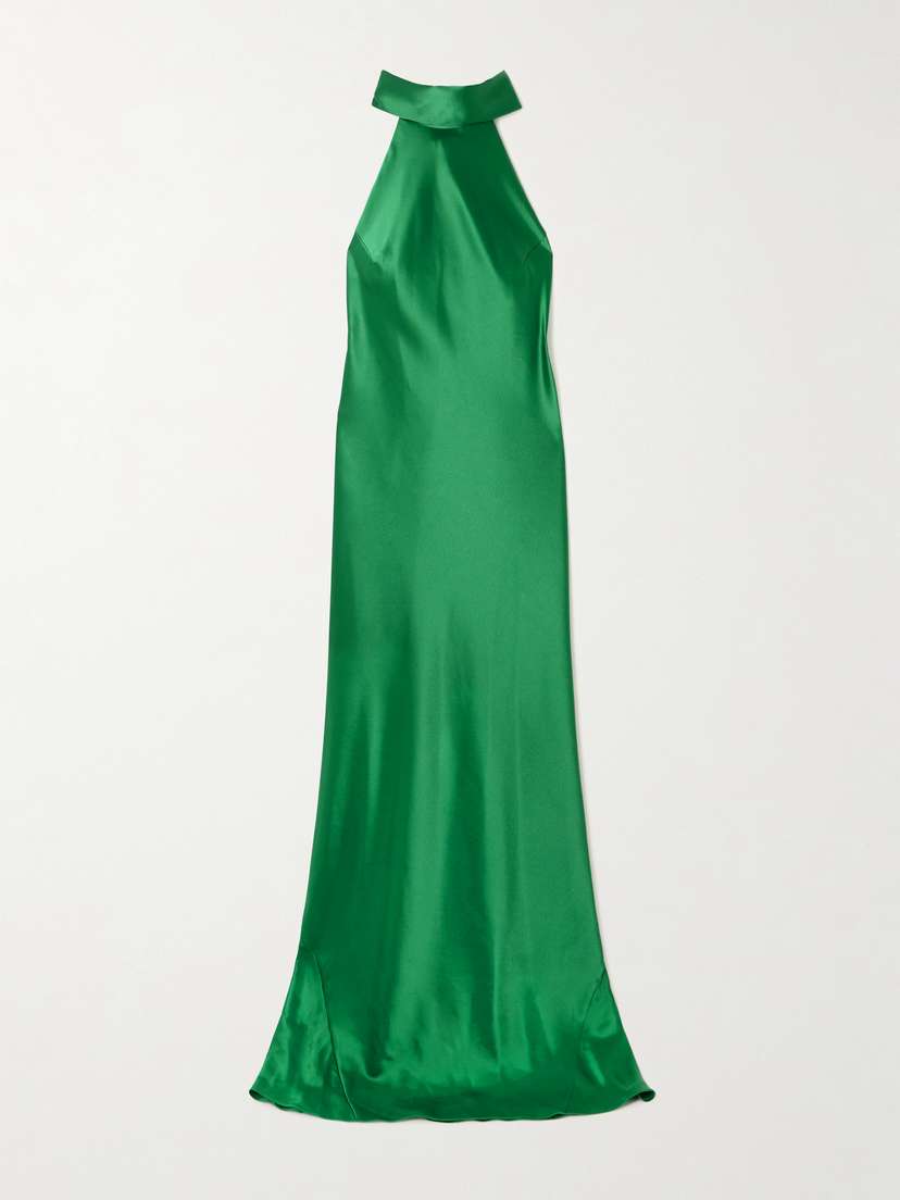 Galvan Sienna Satin Halterneck Gown
