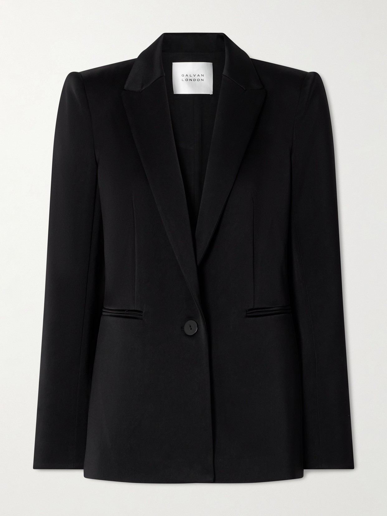 Galvan Sculpted Satin Blazer In Black