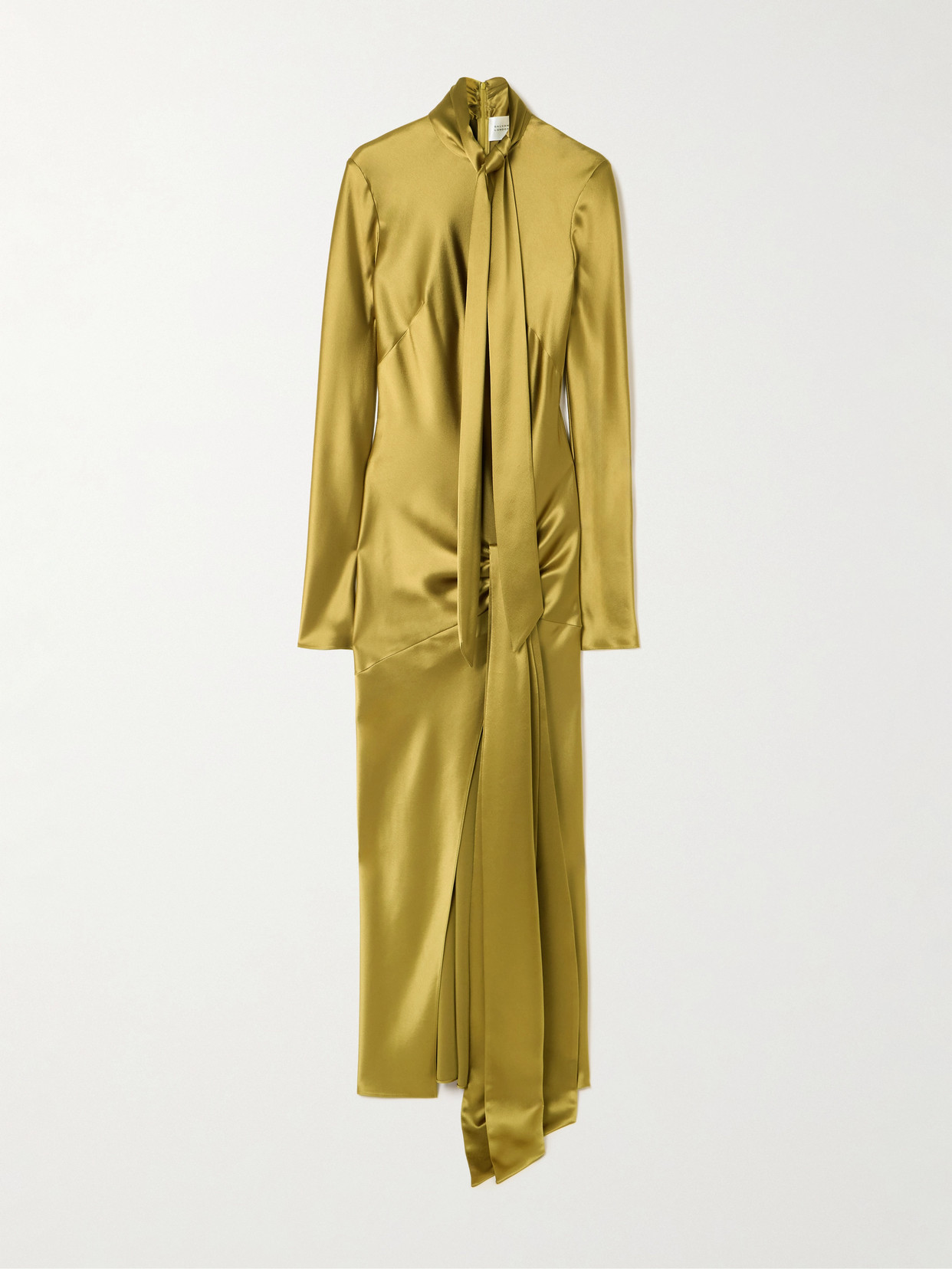 Galvan Emilie Tie-detailed Satin Gown In Green