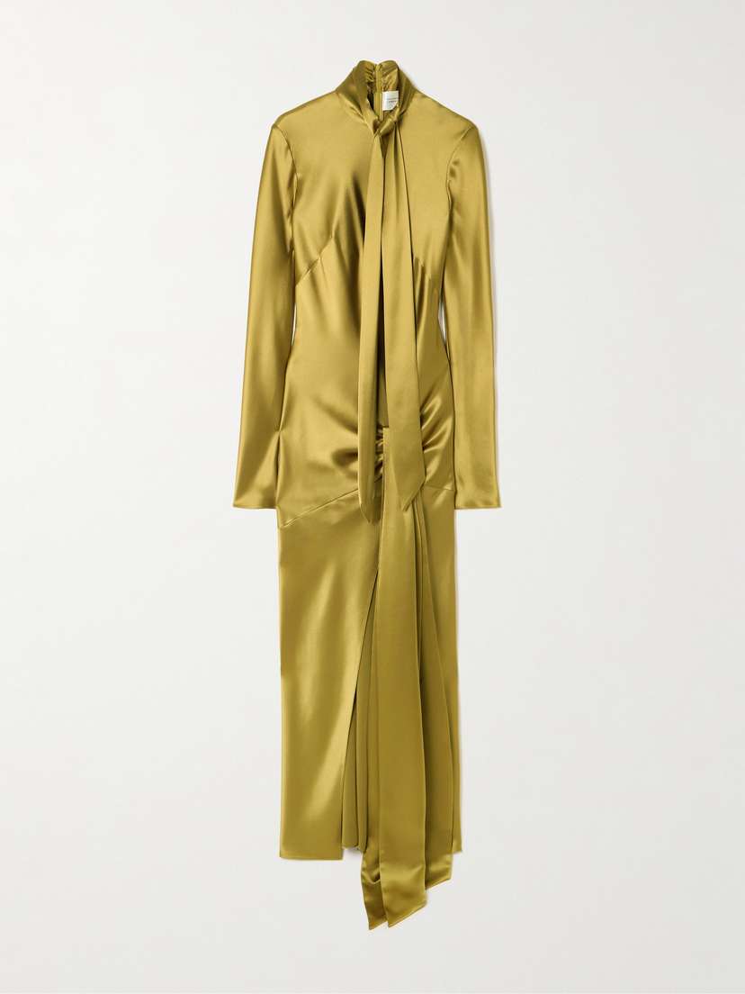 Galvan Emilie Tie-detailed Satin Gown