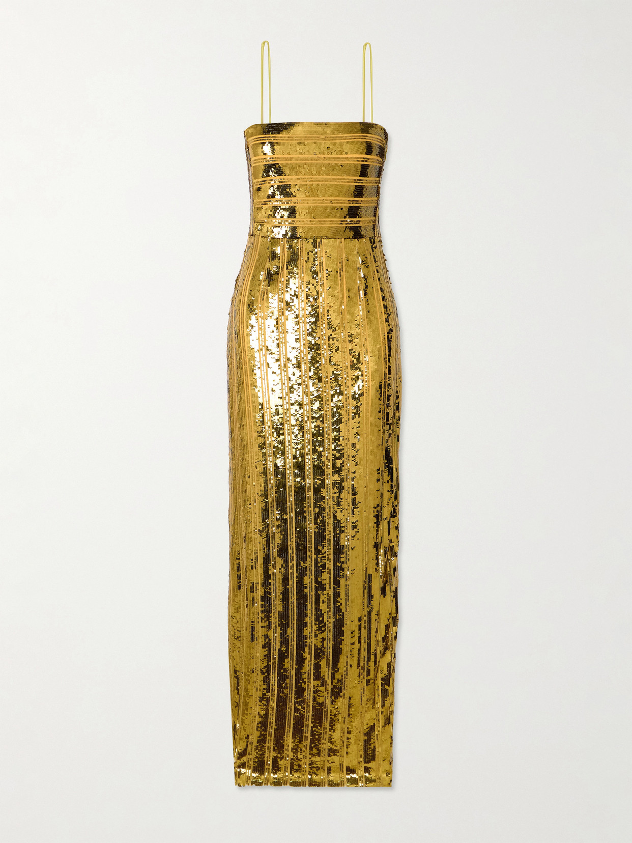 Galvan Stargaze Striped Sequined Tulle Maxi Dress In Brown