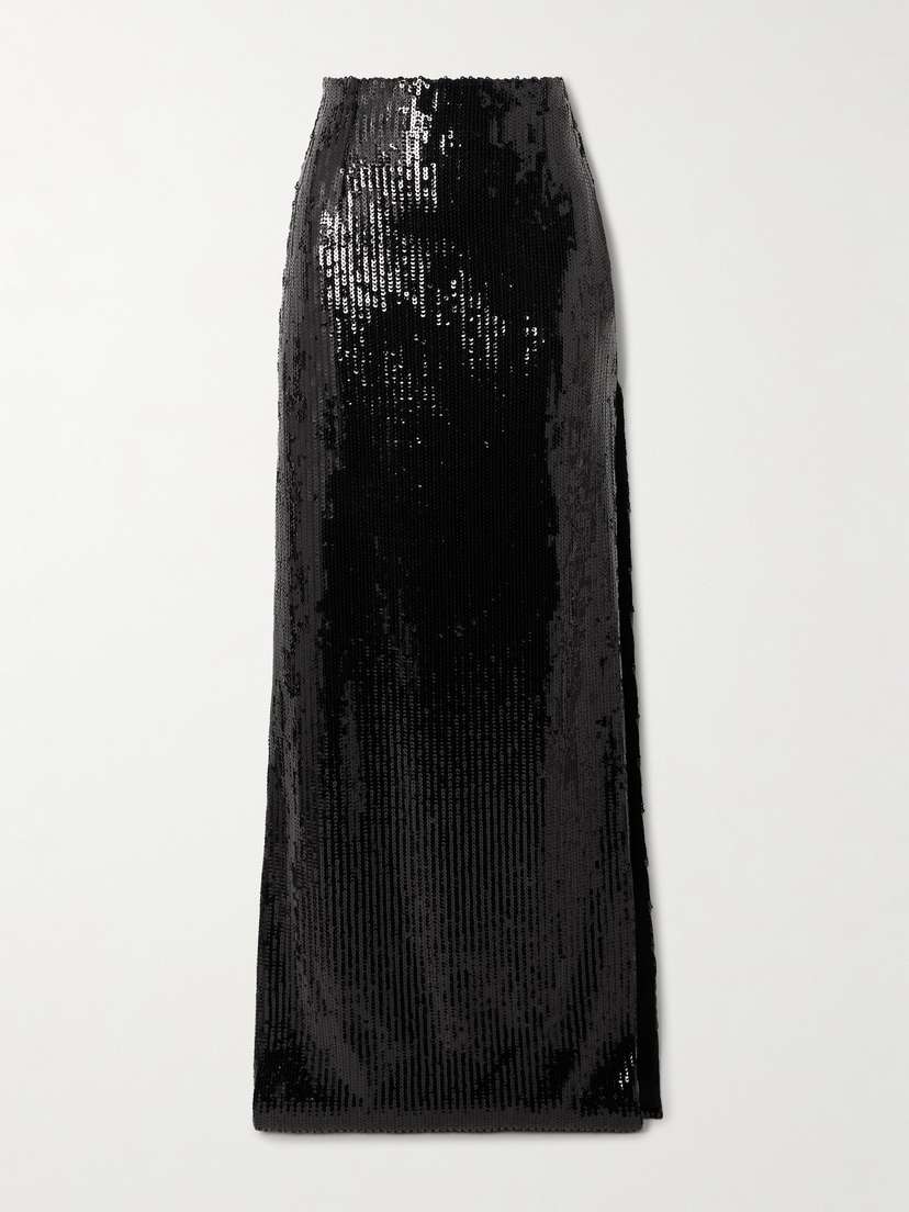 Galvan Beating Heart Sequined Tulle Maxi Skirt