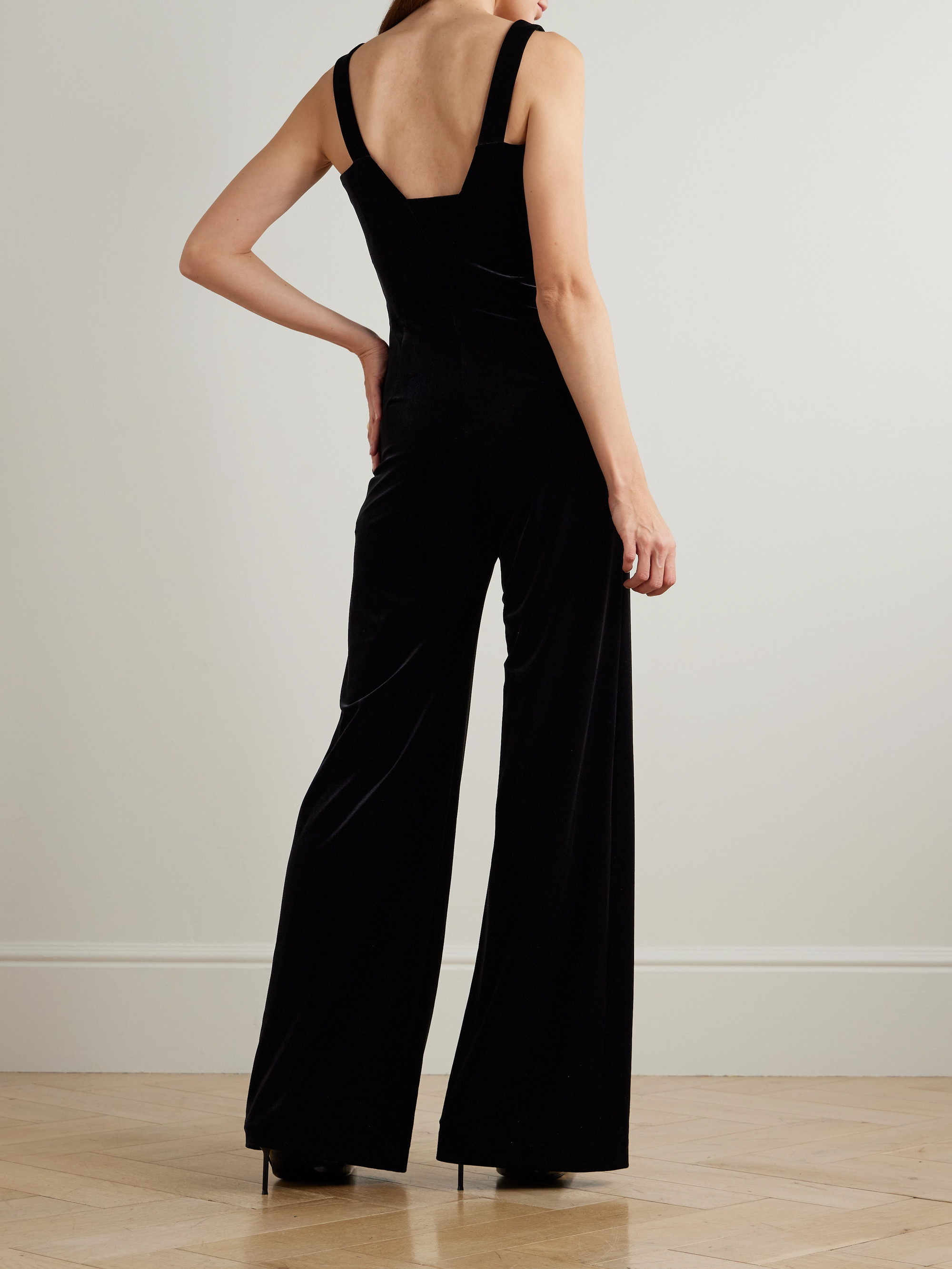 Galvan Vesper satin-trimmed velvet jumpsuit thumbnail