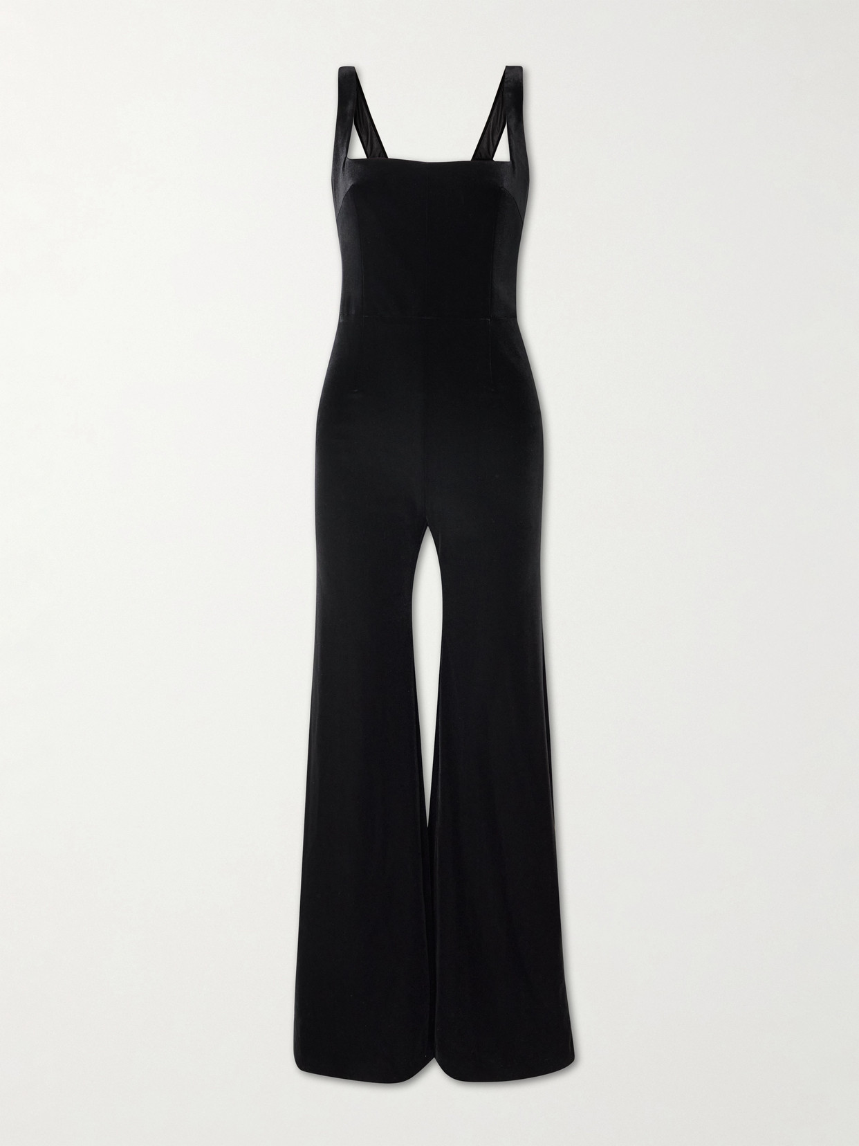 Galvan Vesper Satin-trimmed Velvet Jumpsuit In Black