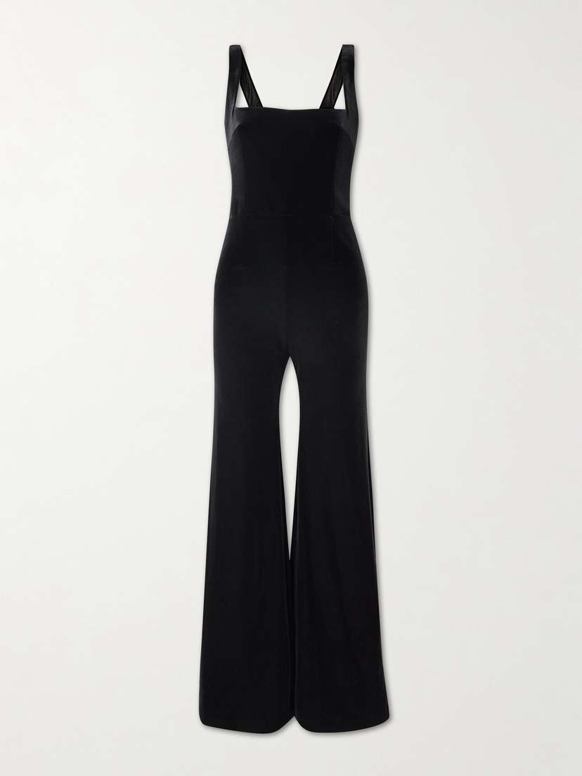 Galvan Vesper Satin-trimmed Velvet Jumpsuit