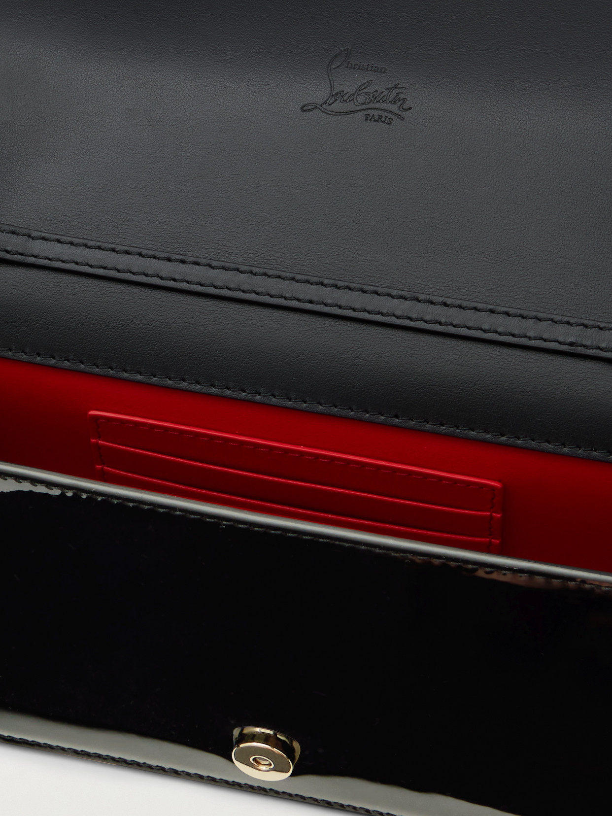 Christian Louboutin Bettina Small Patent Leather Clutch In Black