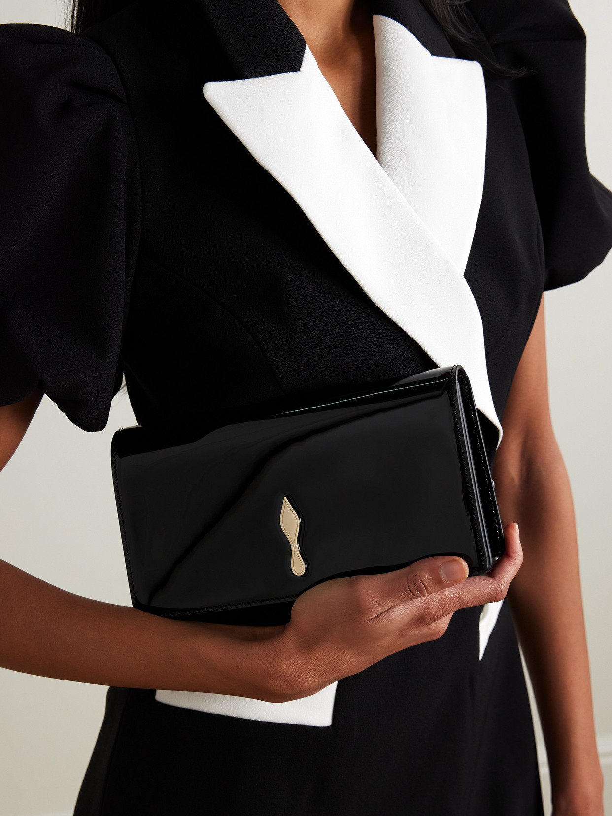 Christian Louboutin Bettina Small Patent Leather Clutch In Black