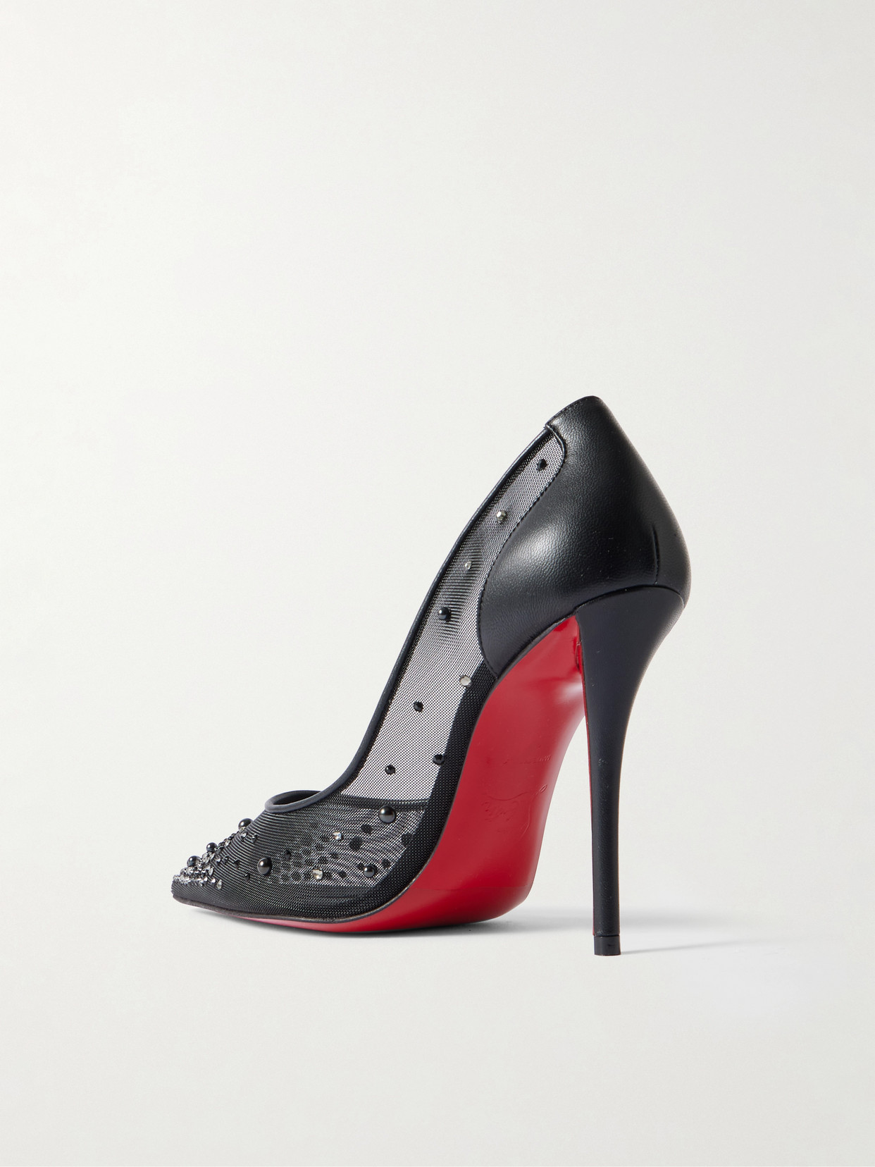 Christian Louboutin Miss Z Degrastrass Perla Mesh Nylon Pumps With Rhinestones In Black