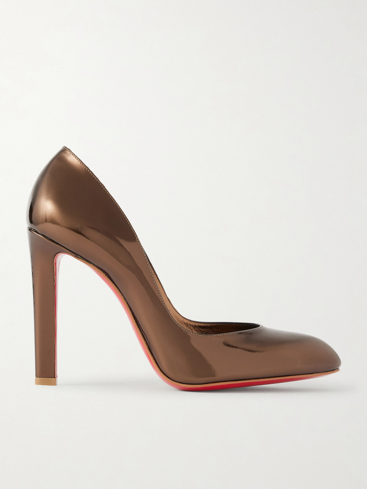 Christian Louboutin Fannylove 100 Metallic Patent-leather Pumps In Brown