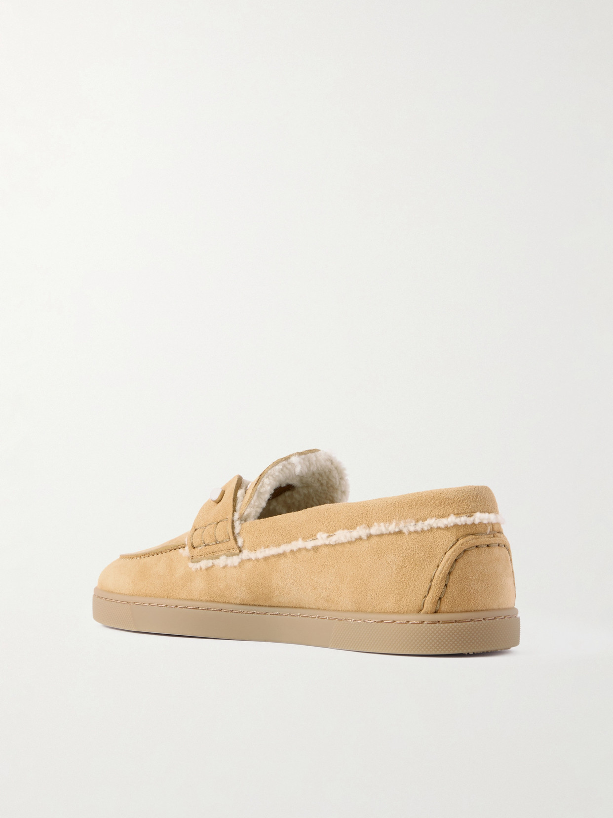 Christian Louboutin Chambeliboat Shearling-lined Suede Loafers In Neutral
