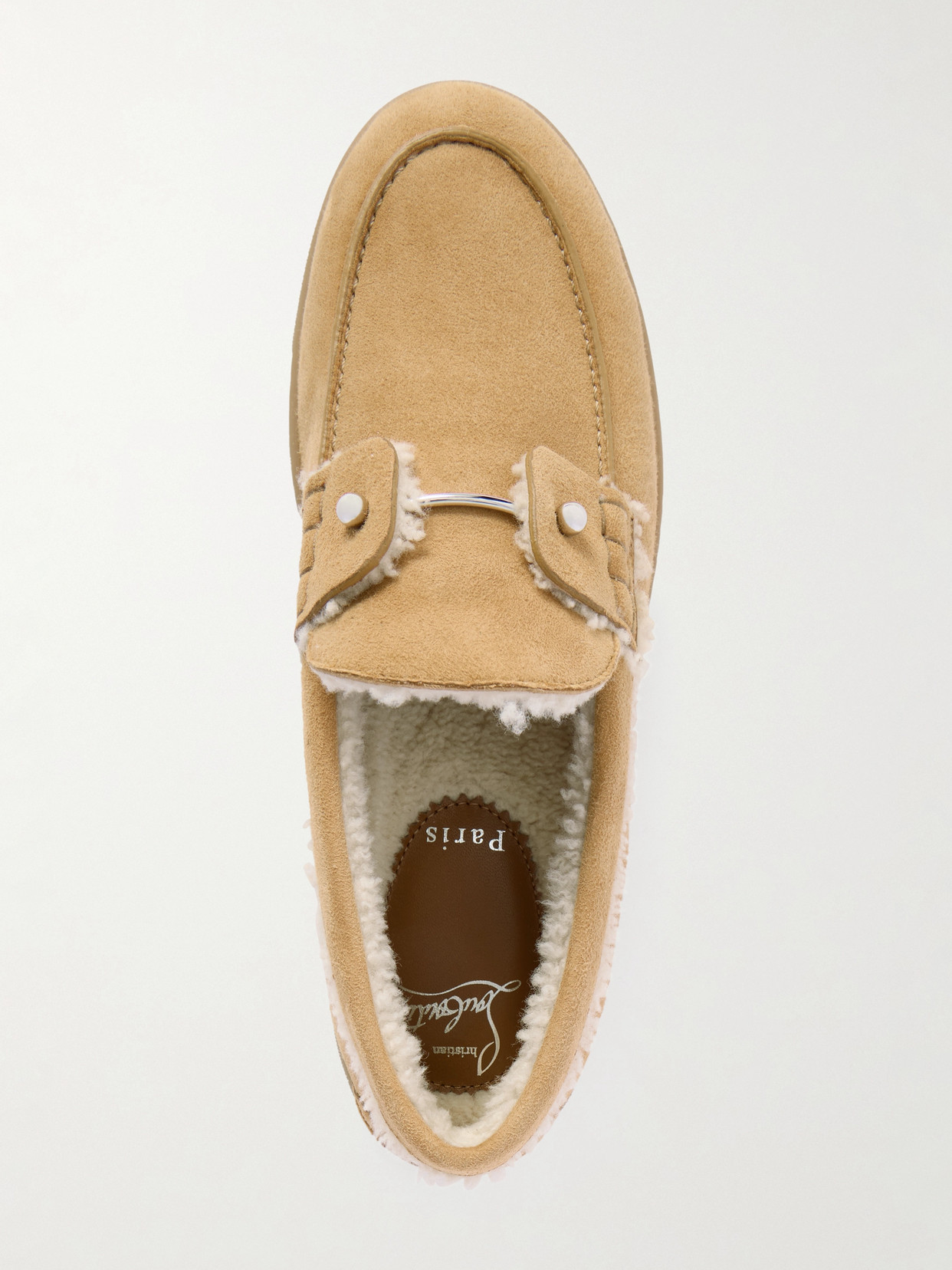 Christian Louboutin Chambeliboat Shearling-lined Suede Loafers In Neutral
