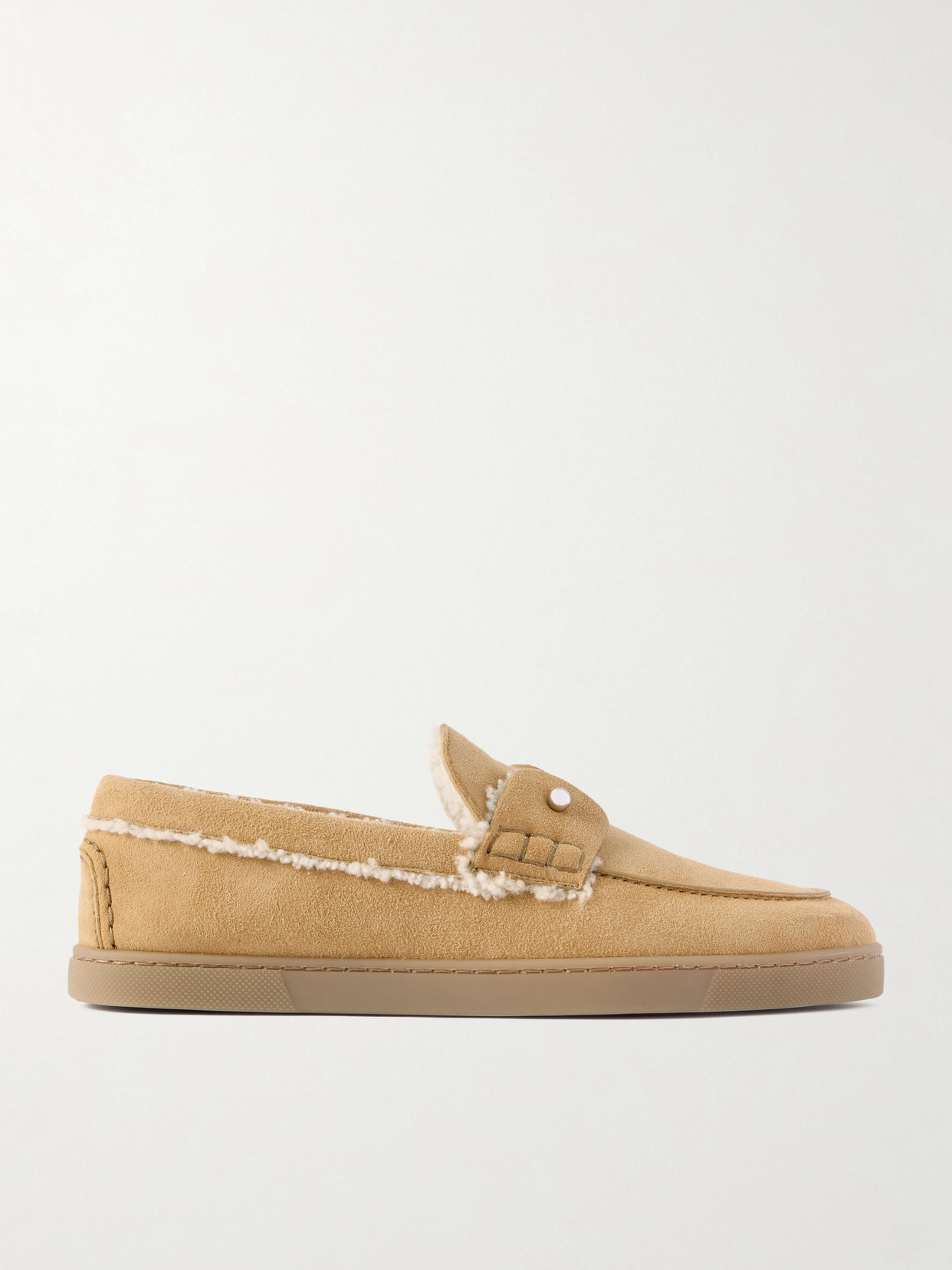 Christian Louboutin Chambeliboat Shearling-lined Suede Loafers In Neutral