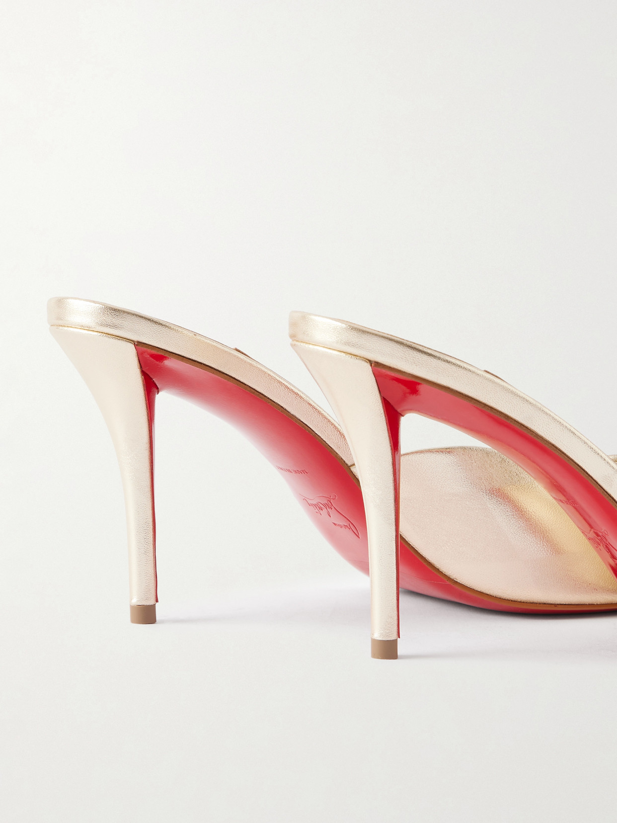 Christian Louboutin Miss Z 80 Metallic Leather Mules In Gold