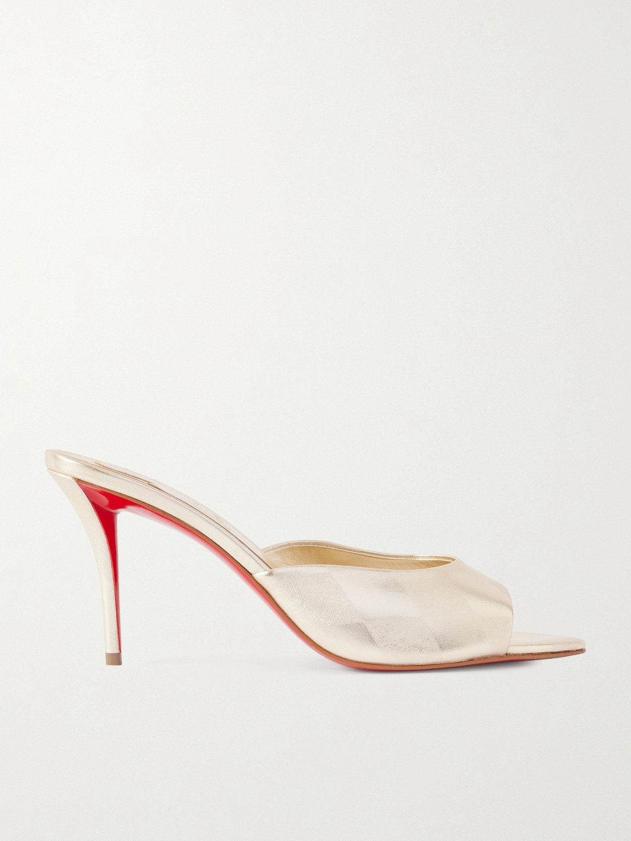 Christian Louboutin Miss Z 80 Metallic Leather Mules In Gold