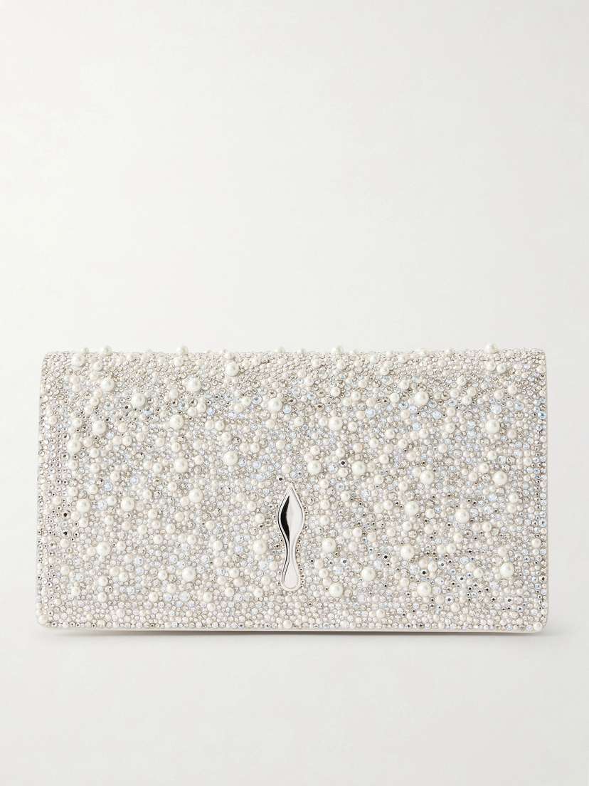 Christian Louboutin Bettina Embellished Metallic Leather Clutch