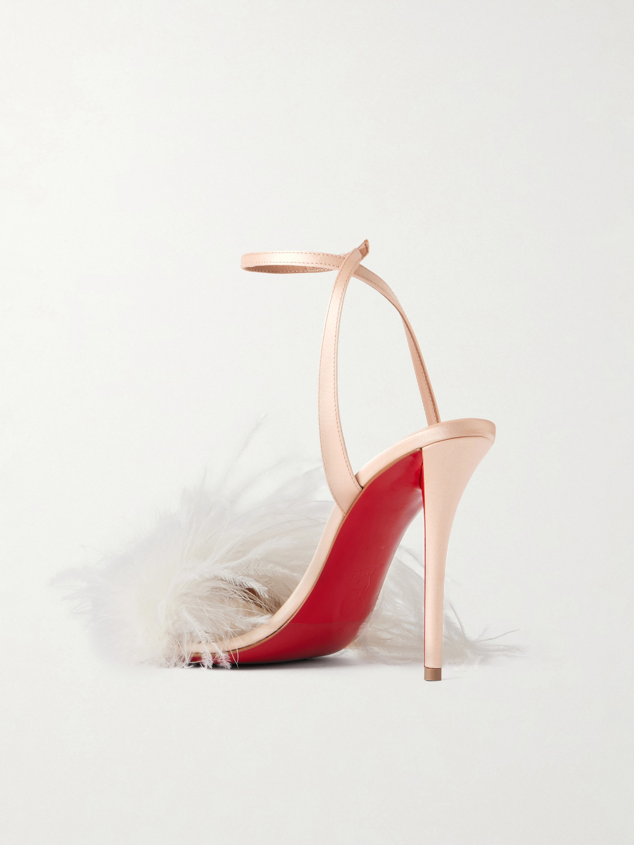 Christian Louboutin Miss Z Poupi 100 Feather-embellished Satin Sandals In Pink