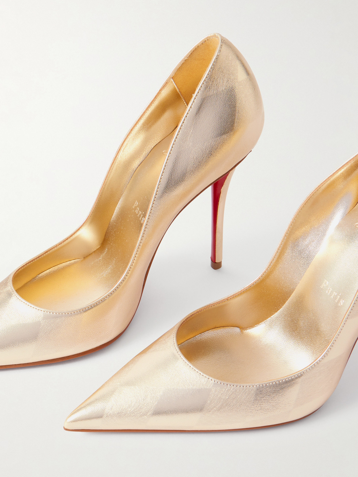 Christian Louboutin Miss Z 100 Argyl Metallic Leather Pumps In Gold