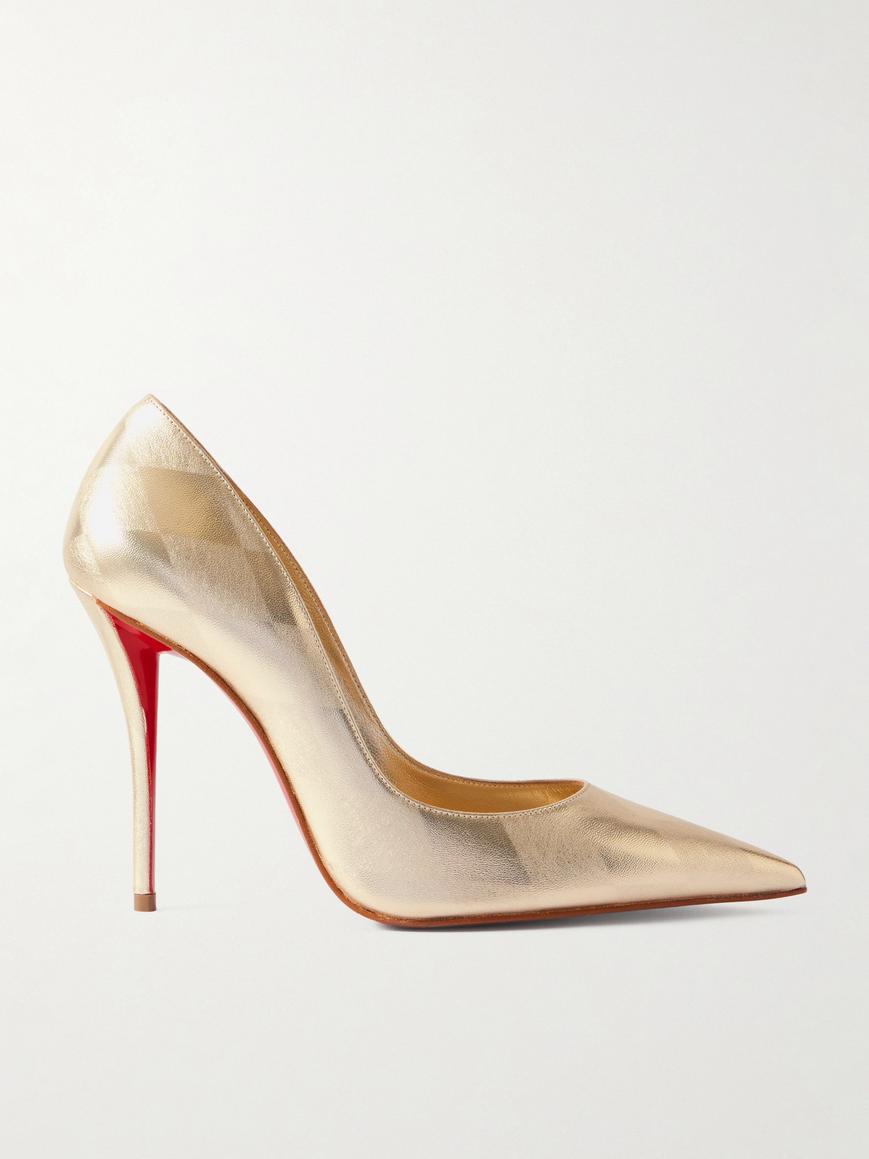 Christian Louboutin Miss Z 100 Argyl Metallic Leather Pumps In Gold
