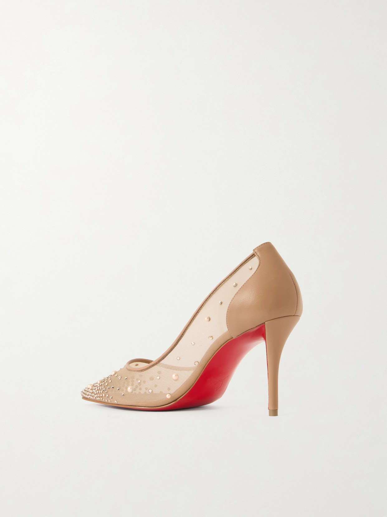 Christian Louboutin Follies Crystal Embellished Mesh Pointed Toe Pump In Multi