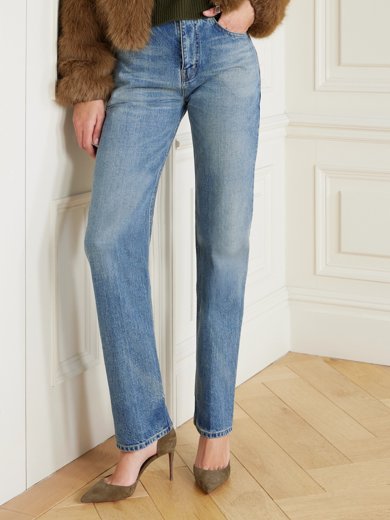 Christian Louboutin Iriza 85 Suede Pumps In Brown