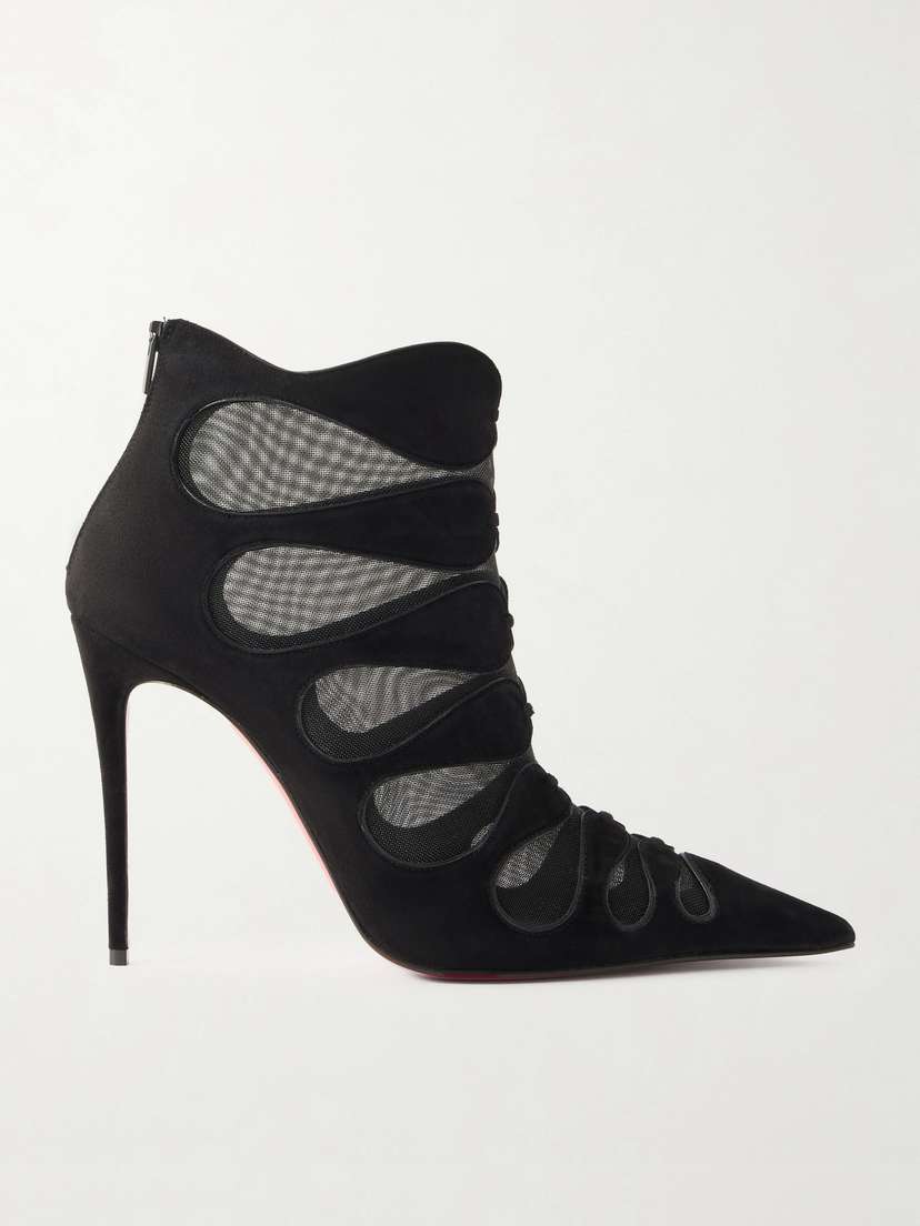 Christian Louboutin Circus Max 100 Mesh And Suede Ankle Boots