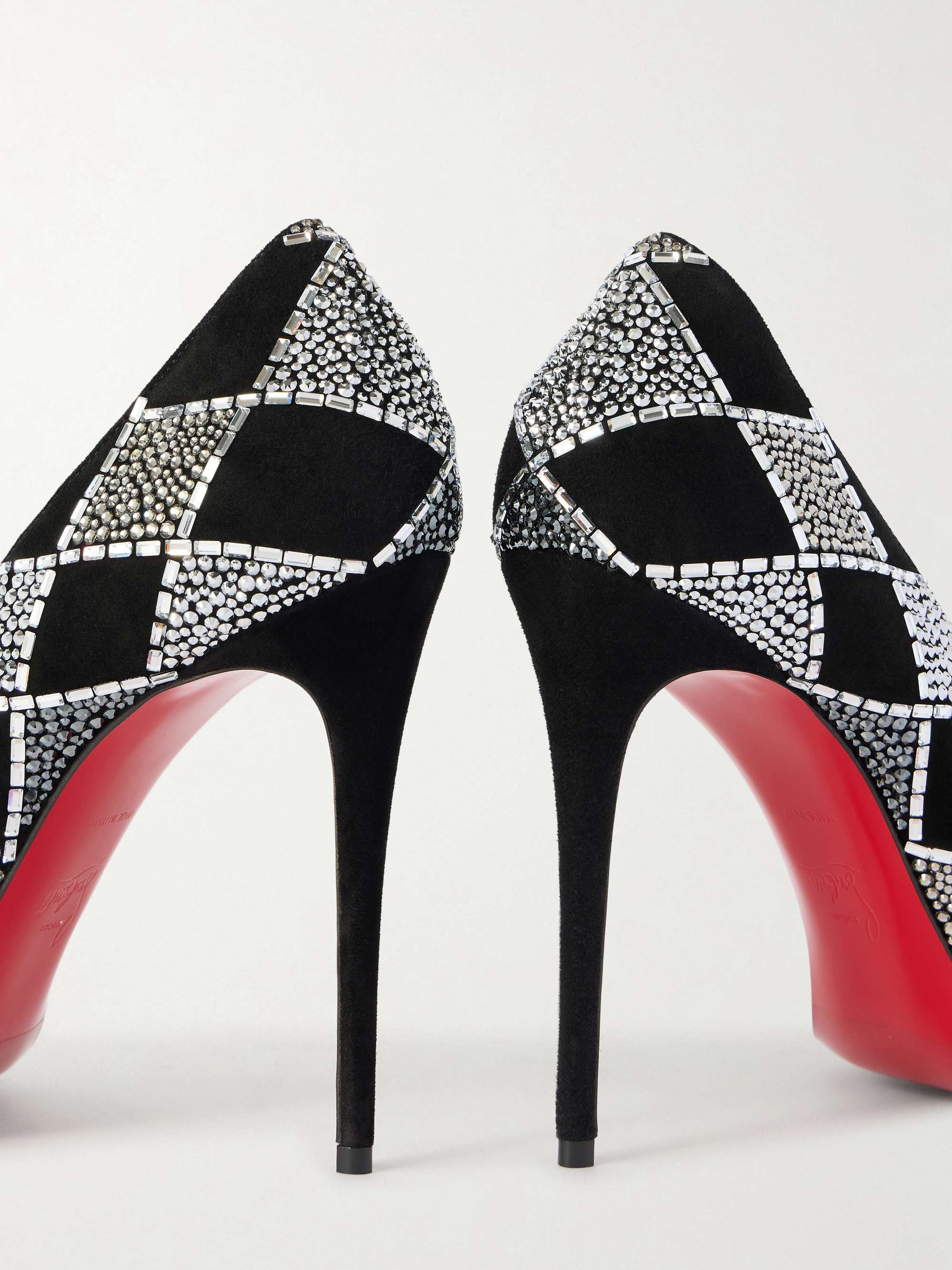CHRISTIAN LOUBOUTIN Doria 100 crystal-embellished suede pumps