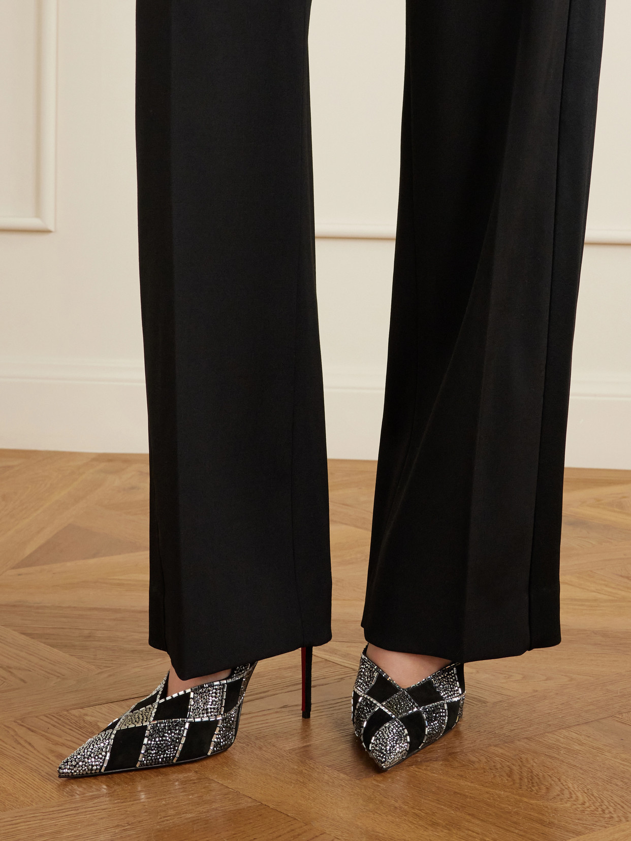 Doria 100 Crystal-Embellished Pumps