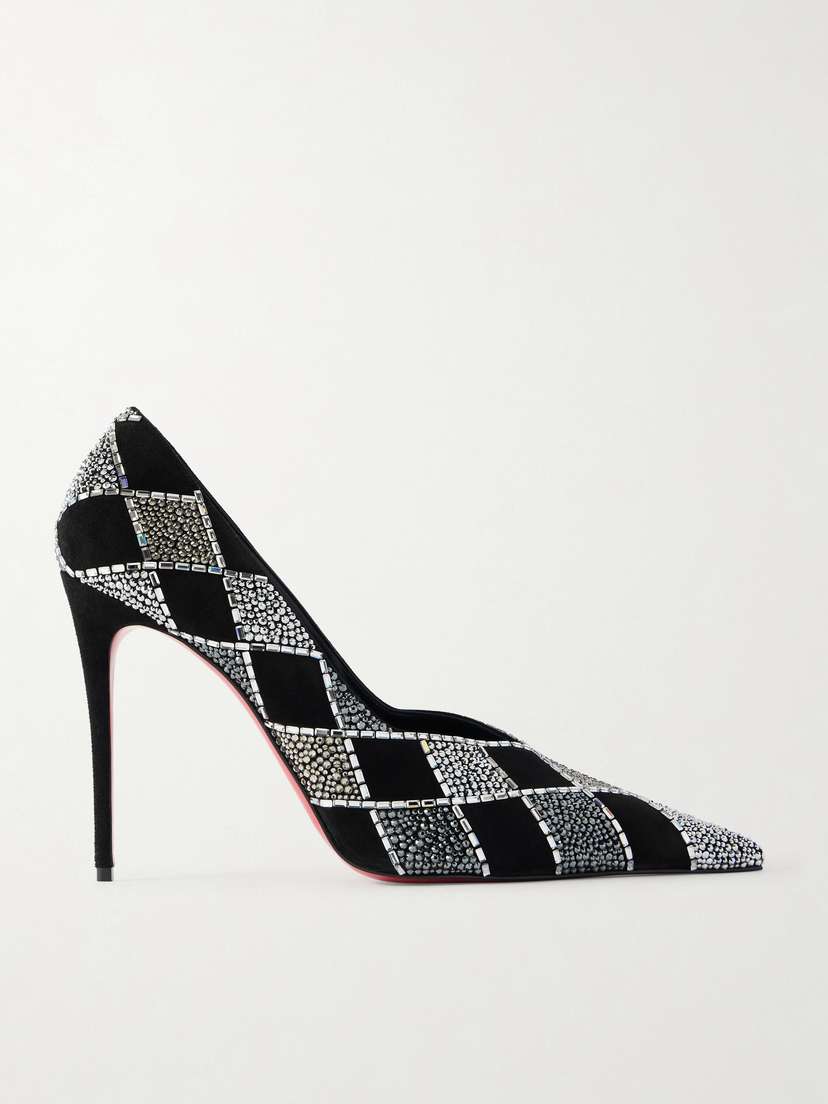 Christian Louboutin Doria 100 Crystal-embellished Suede Pumps