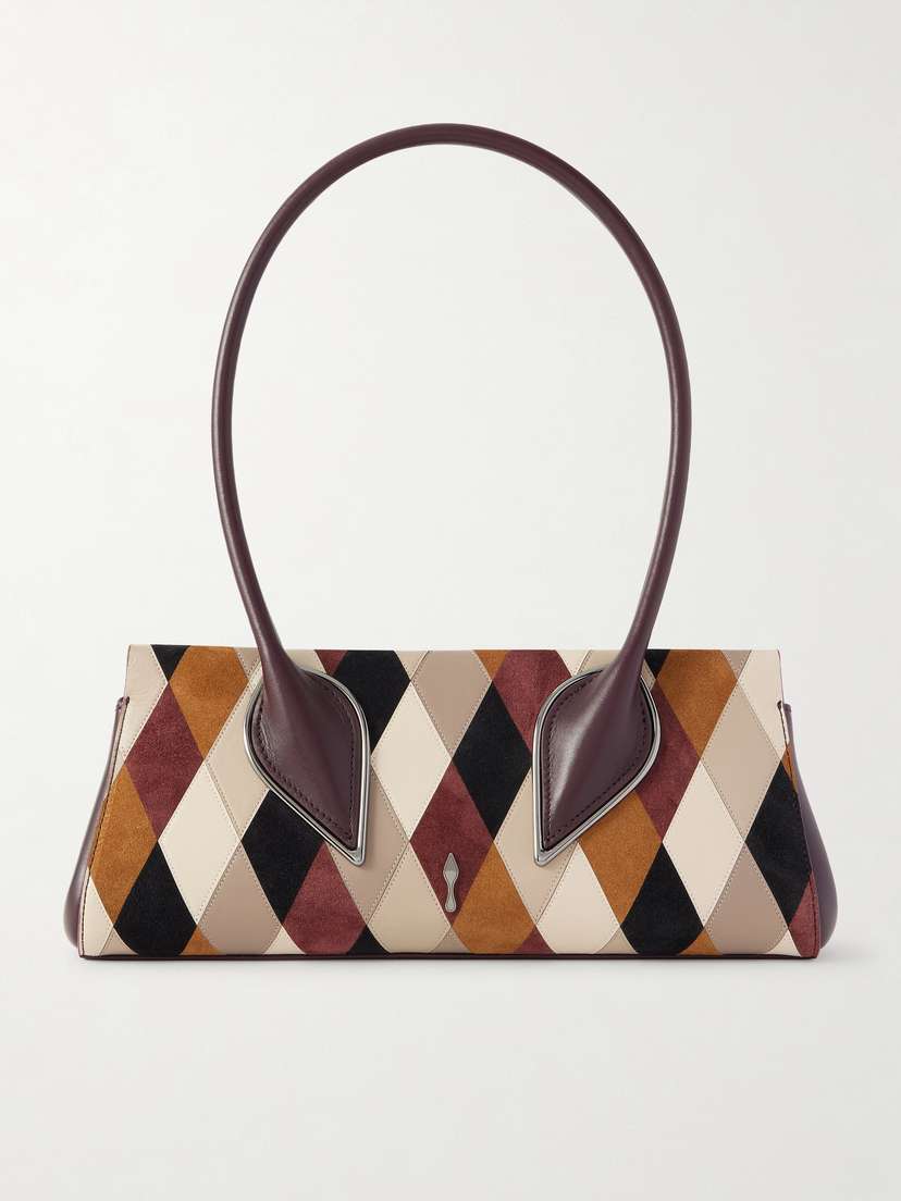 Christian Louboutin Venus Baguette Patchwork Leather And Suede Shoulder Bag