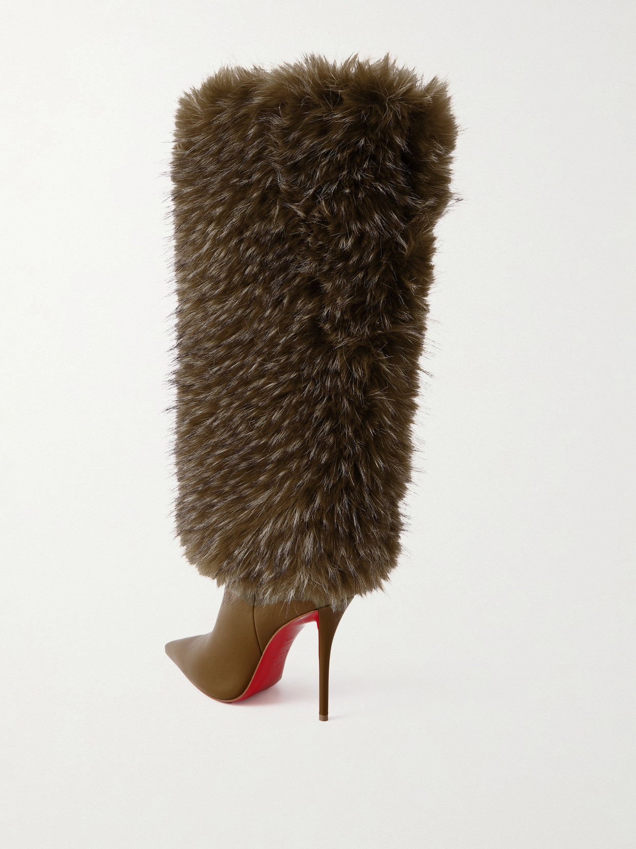 Christian Louboutin Yangzee 100 Plush And Leather Knee Boots In Green