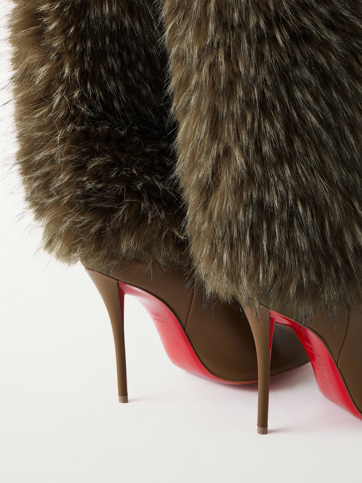 Christian Louboutin Yangzee 100 Plush And Leather Knee Boots In Green