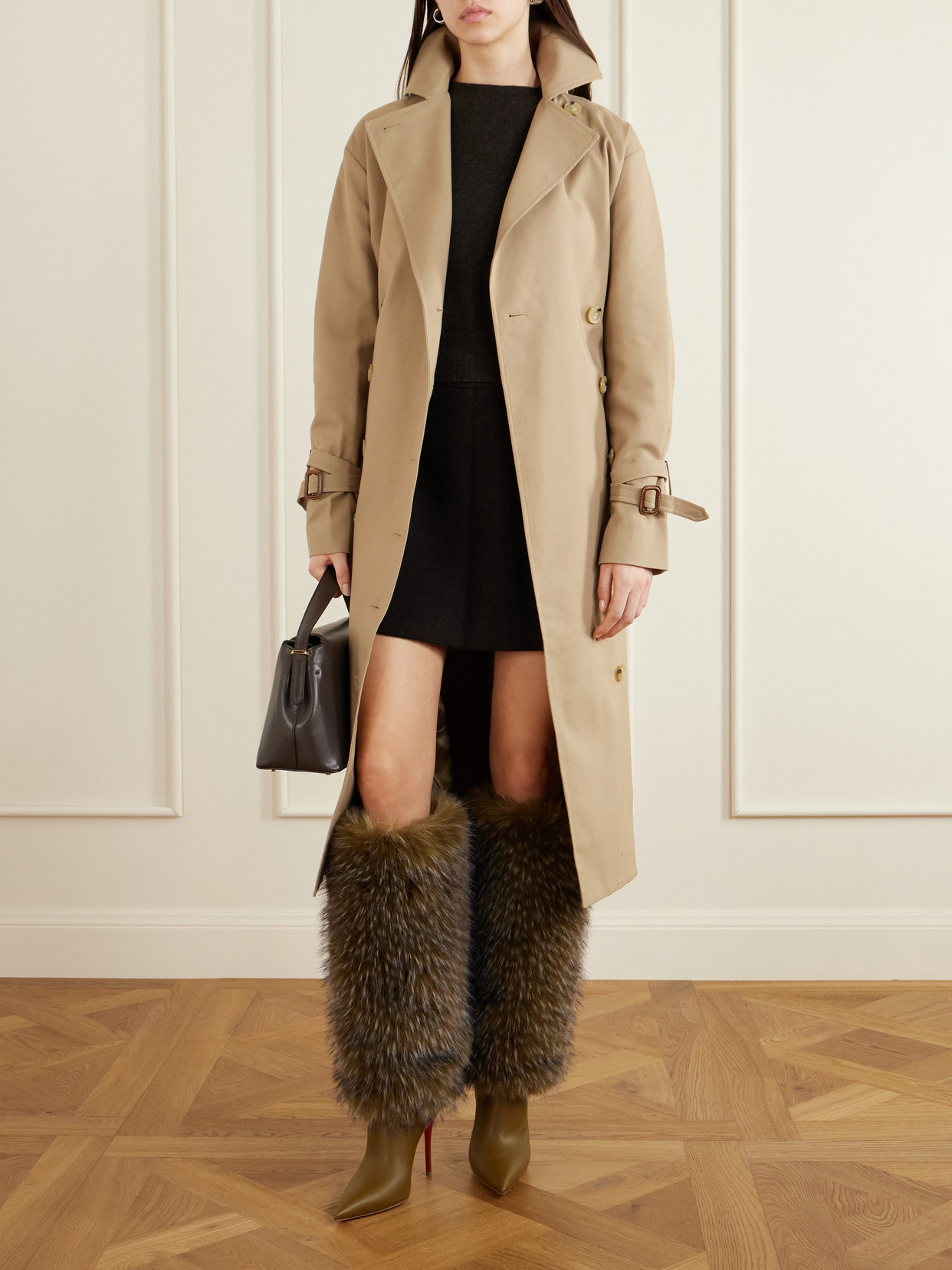 Christian Louboutin Yangzee 100 Plush And Leather Knee Boots In Green