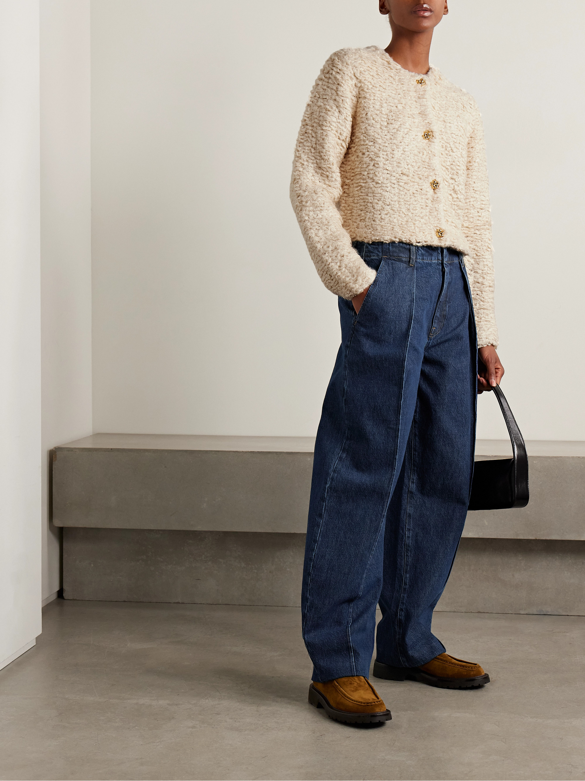 FRAME The Shag cropped knitted cardigan