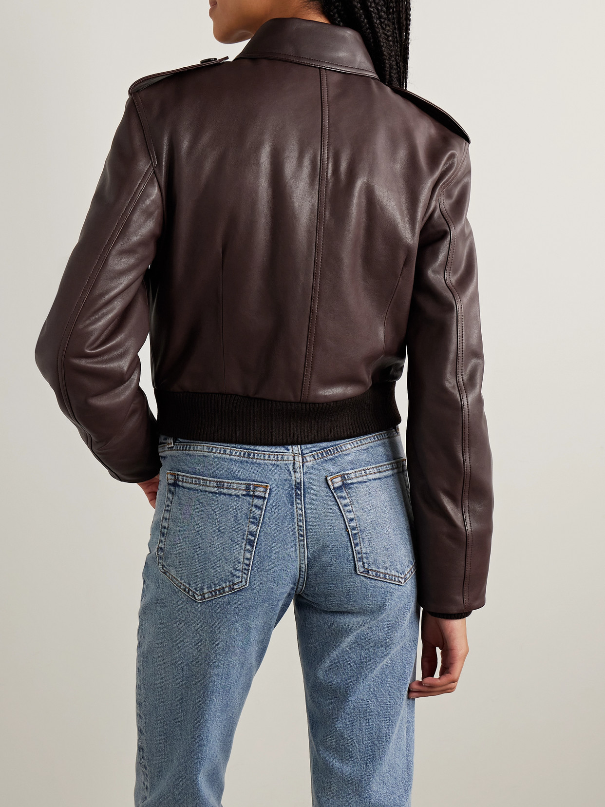 Frame The Aviator Leather Jacket In Brown