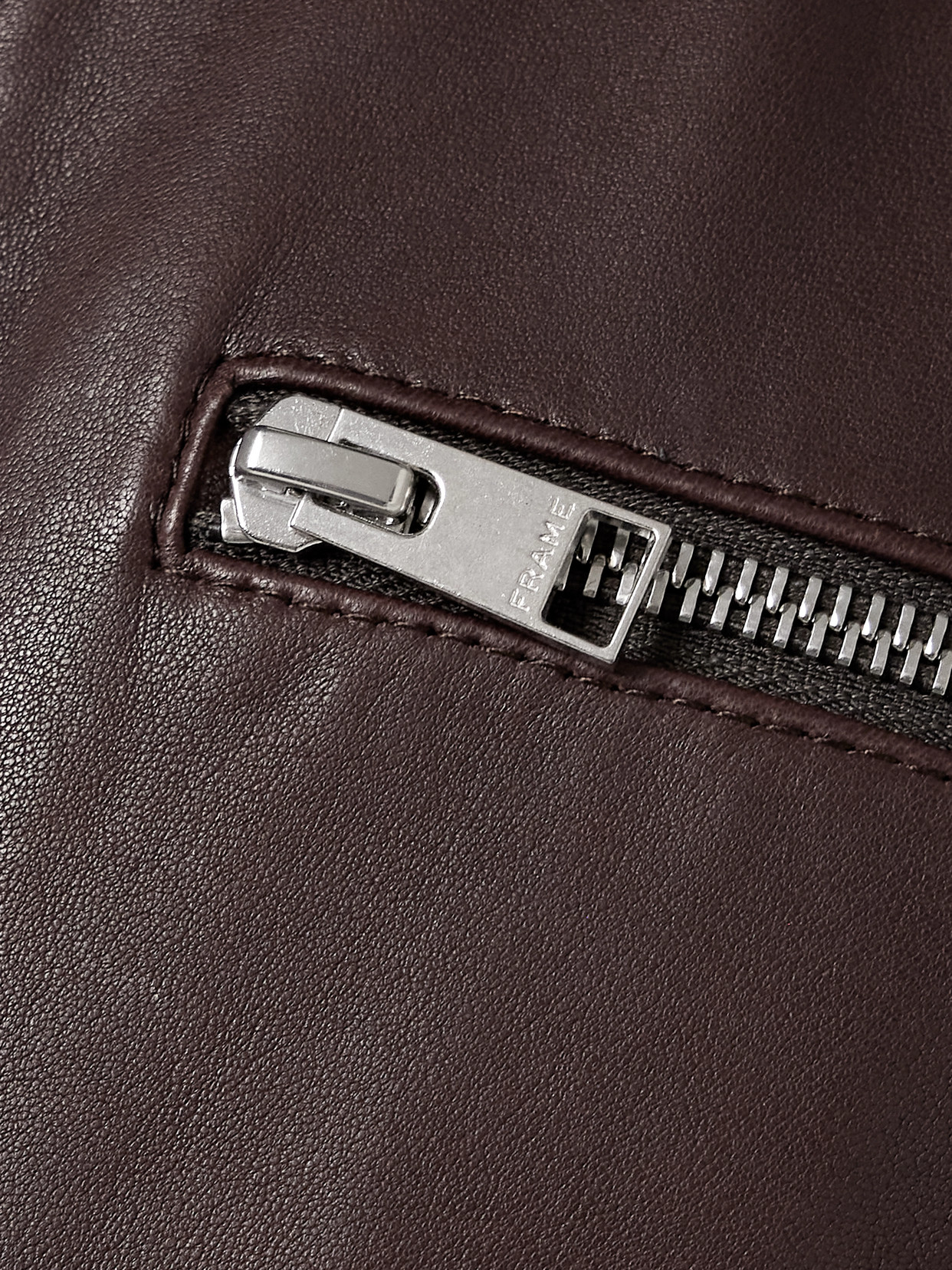 Frame The Aviator Leather Jacket In Brown