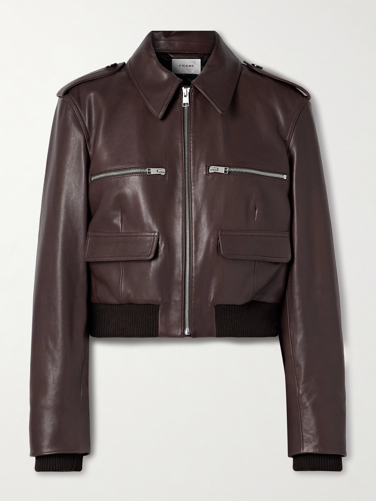 Frame The Aviator Leather Jacket In Brown