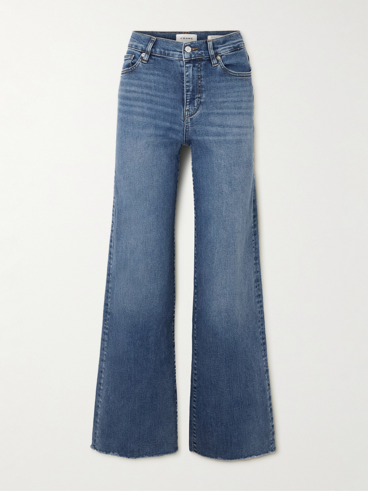Frame Slim Palazzo Mid-rise Straight-leg Jeans In Blue