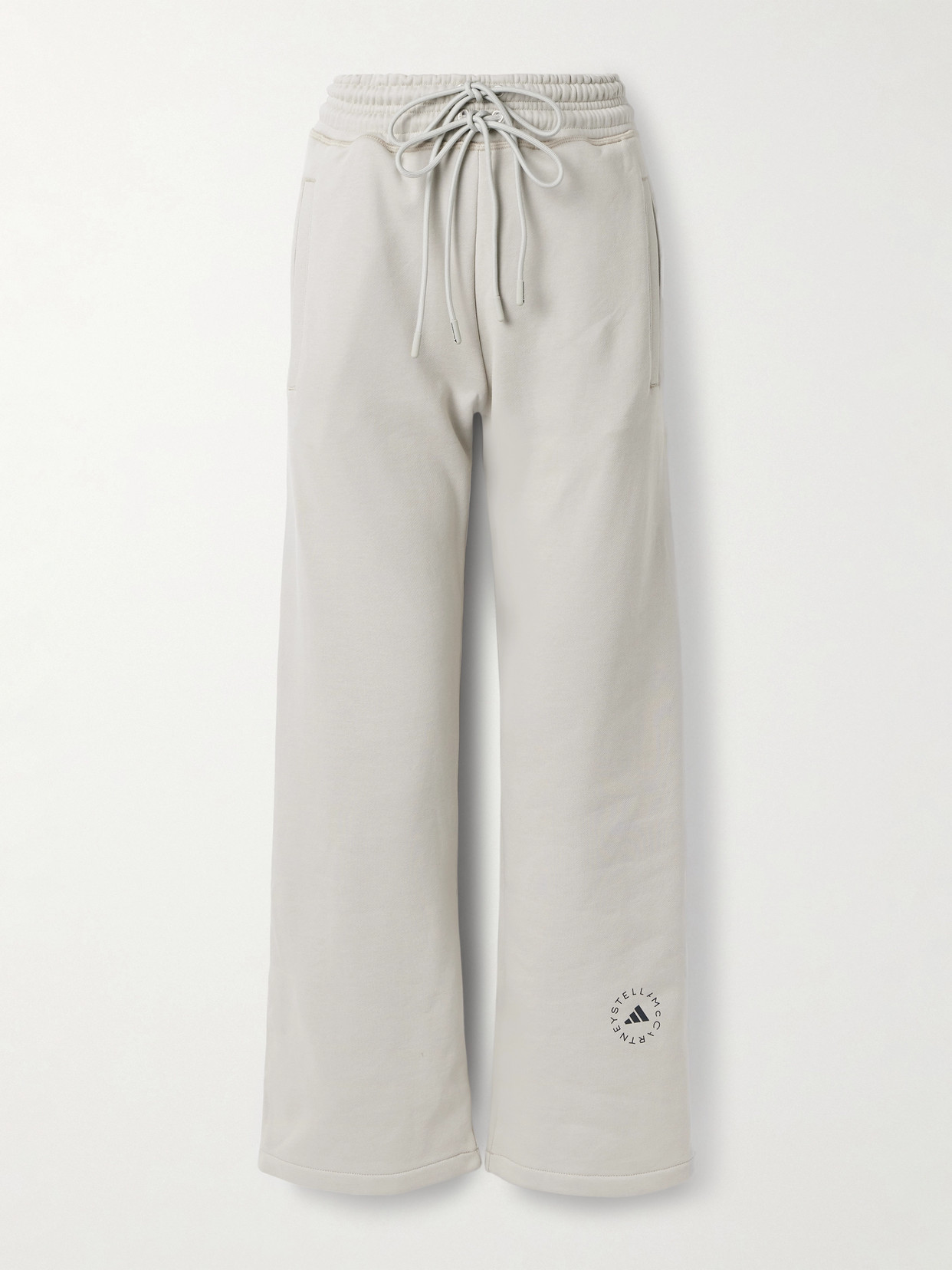 Adidas By Stella Mccartney Organic Cotton-jersey Track Pants In Gray
