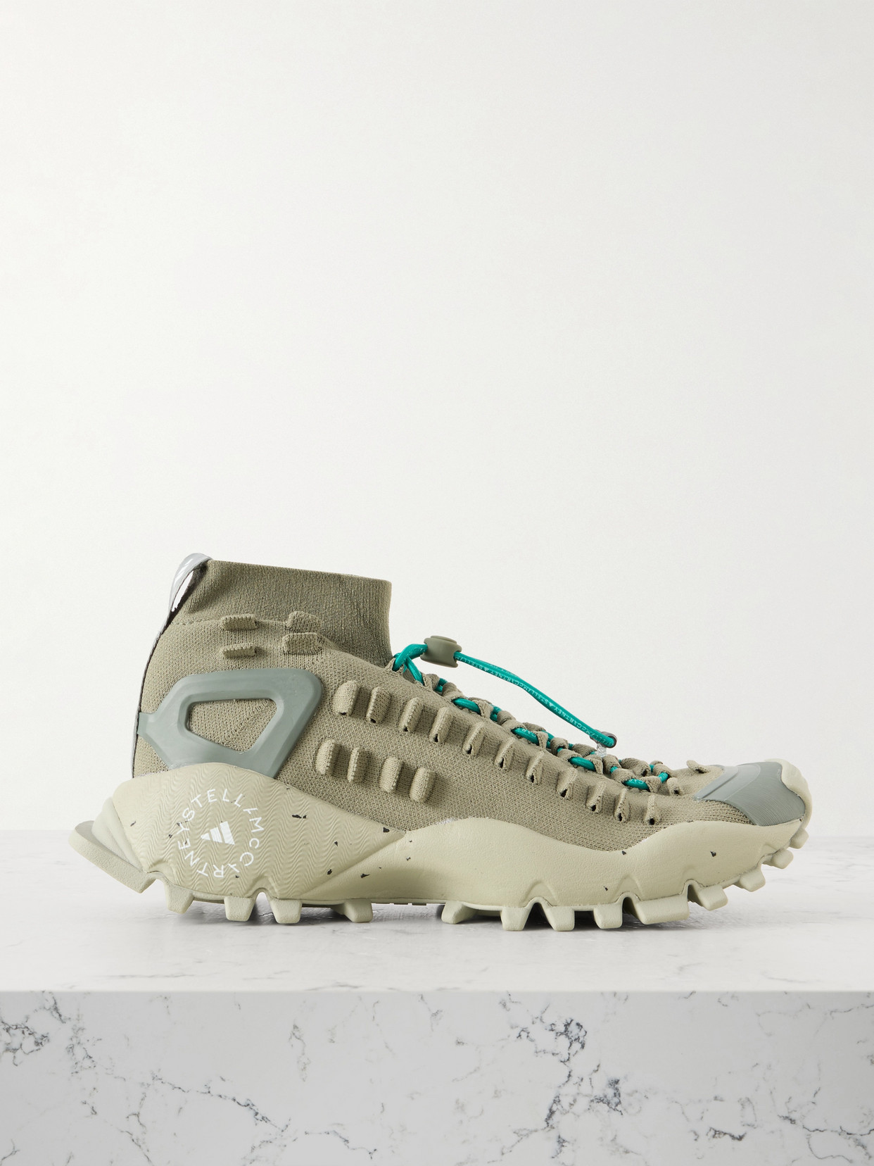 Adidas By Stella Mccartney Seeulater 2 Rubber-trimmed Stretch-mesh Sneakers In Green