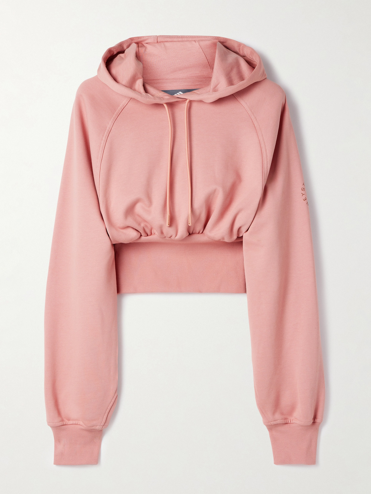 Adidas By Stella Mccartney Cropped Organic Cotton-jersey Hoodie In Pink