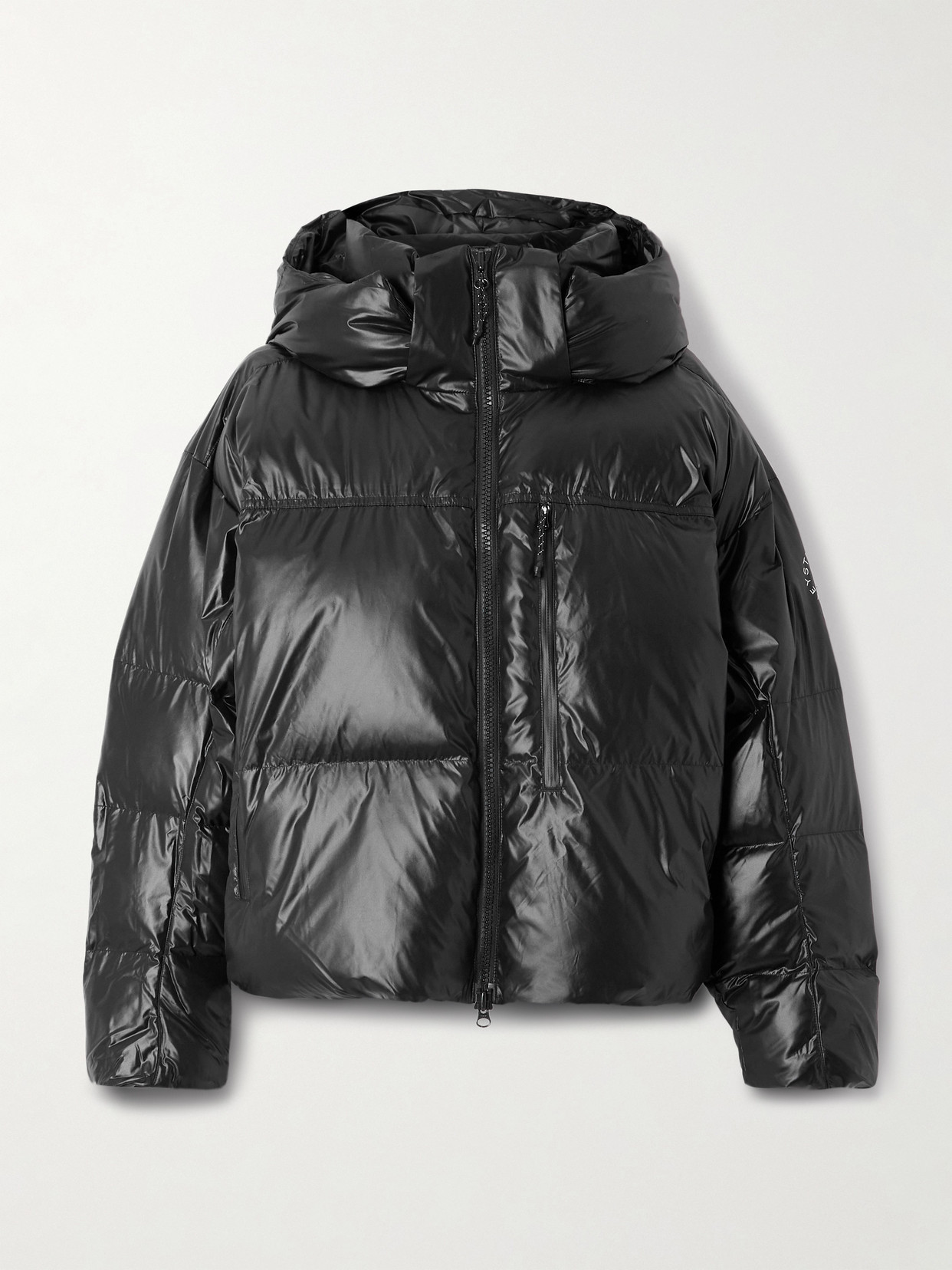 Adidas By Stella Mccartney Hooded Padded Quilted Recycled Shell Jacket In Black