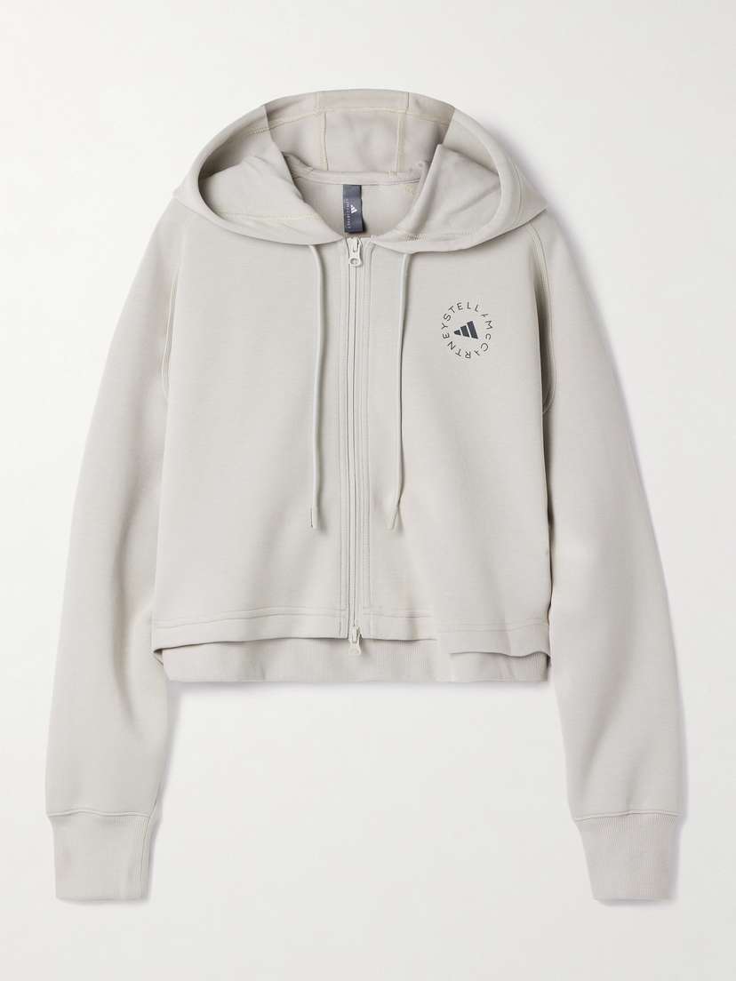 adidas by Stella McCartney Cropped Organic Cotton-blend Jersey Hoodie