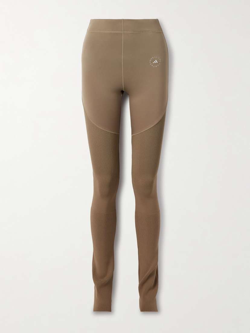 adidas by Stella McCartney Paneled Stretch Recycled And Ribbed-knit Leggings