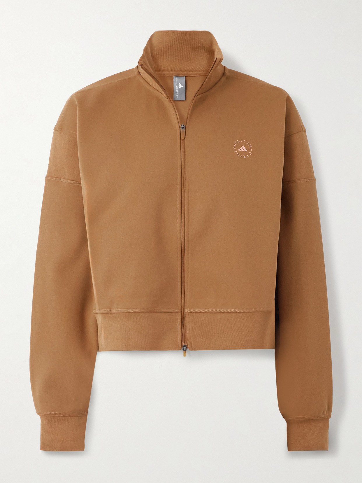 Adidas By Stella Mccartney Printed Recycled-jersey Turtleneck Sweatshirt In Brown